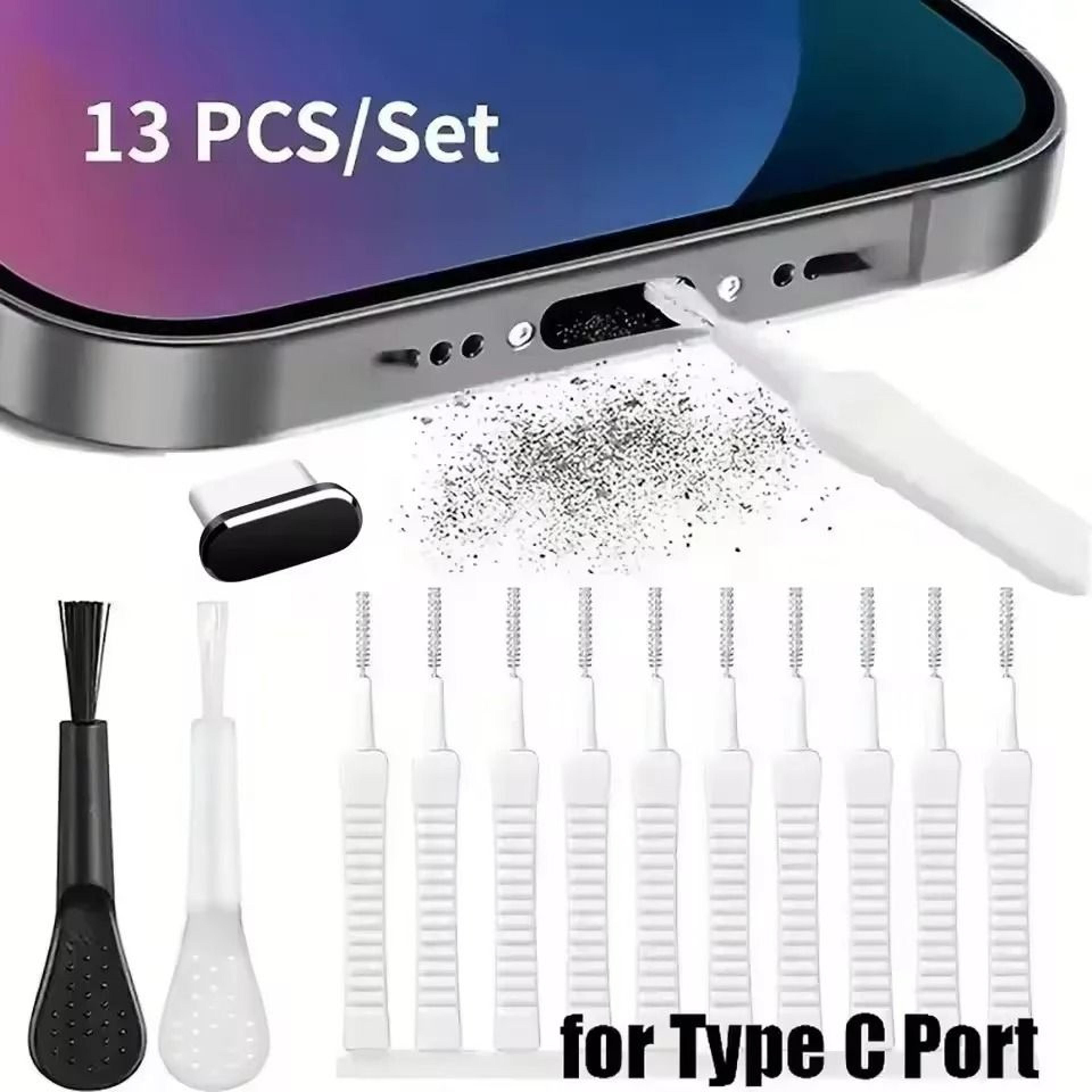 Phone Charging Port Dust Plug And Cleaning Brush Set 7