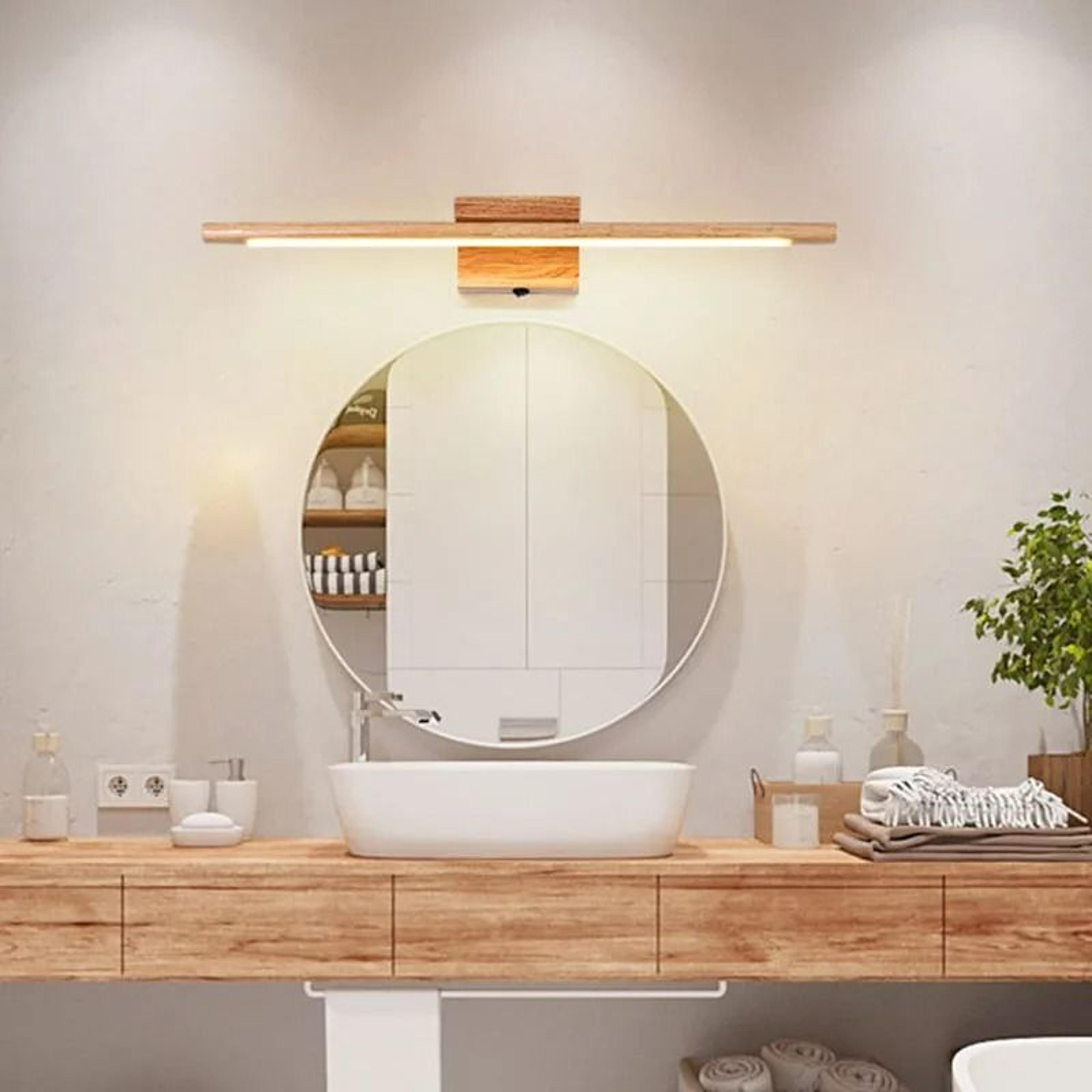Nordic Solid Wood Mirror Wall Sconce 4