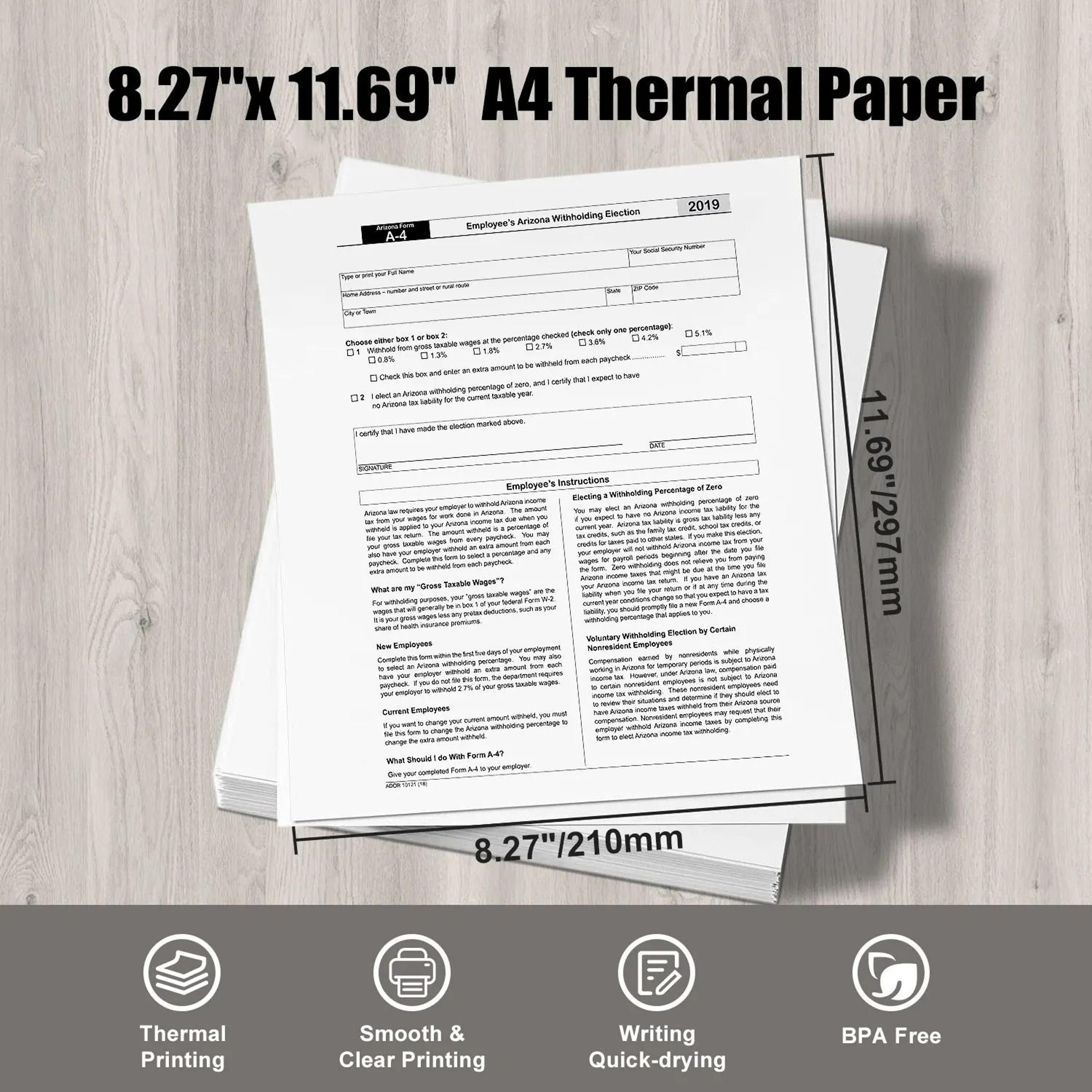 QuickPrint A4 Thermal Printer Paper 200 Sheets 2
