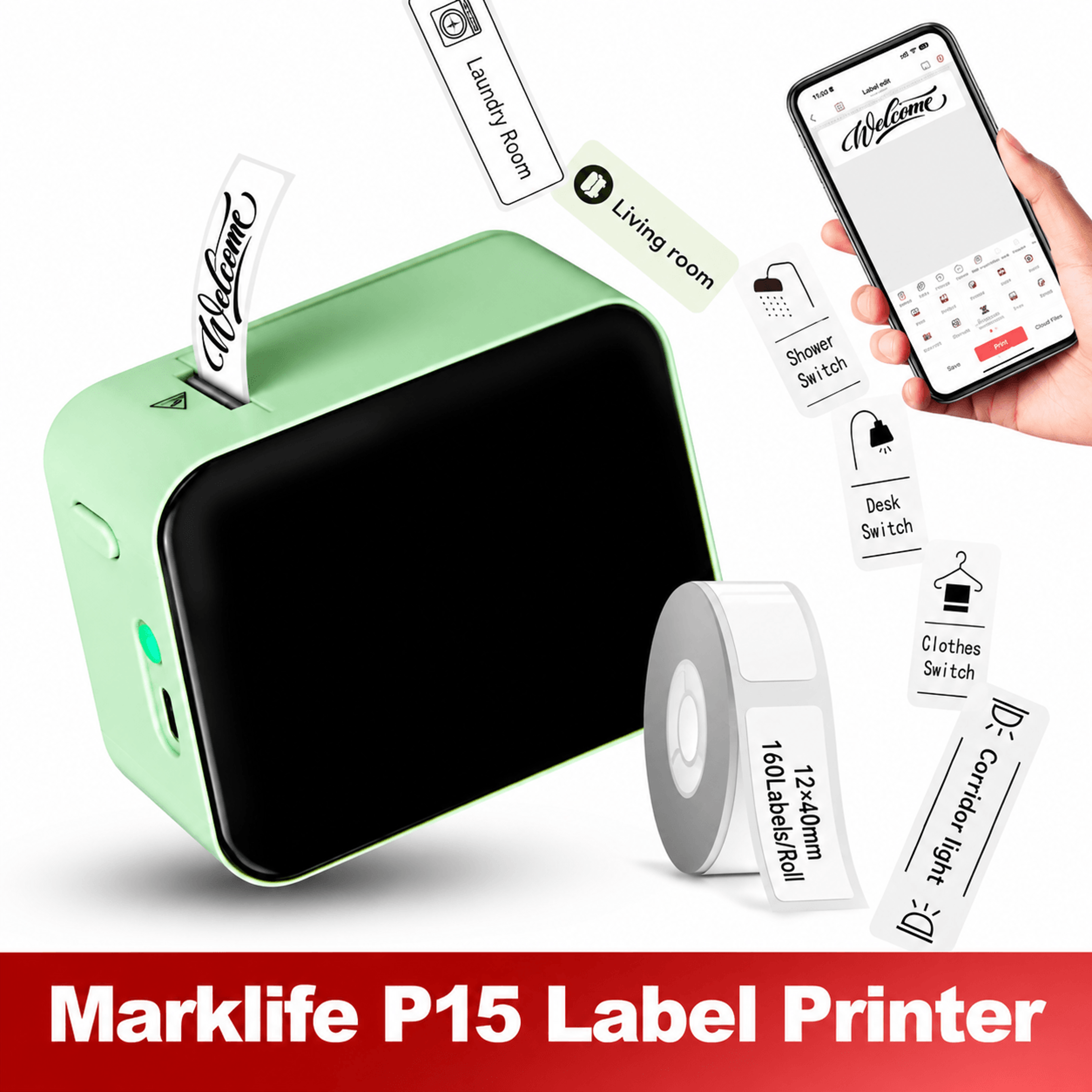 p15 smart bluetooth sticker label maker