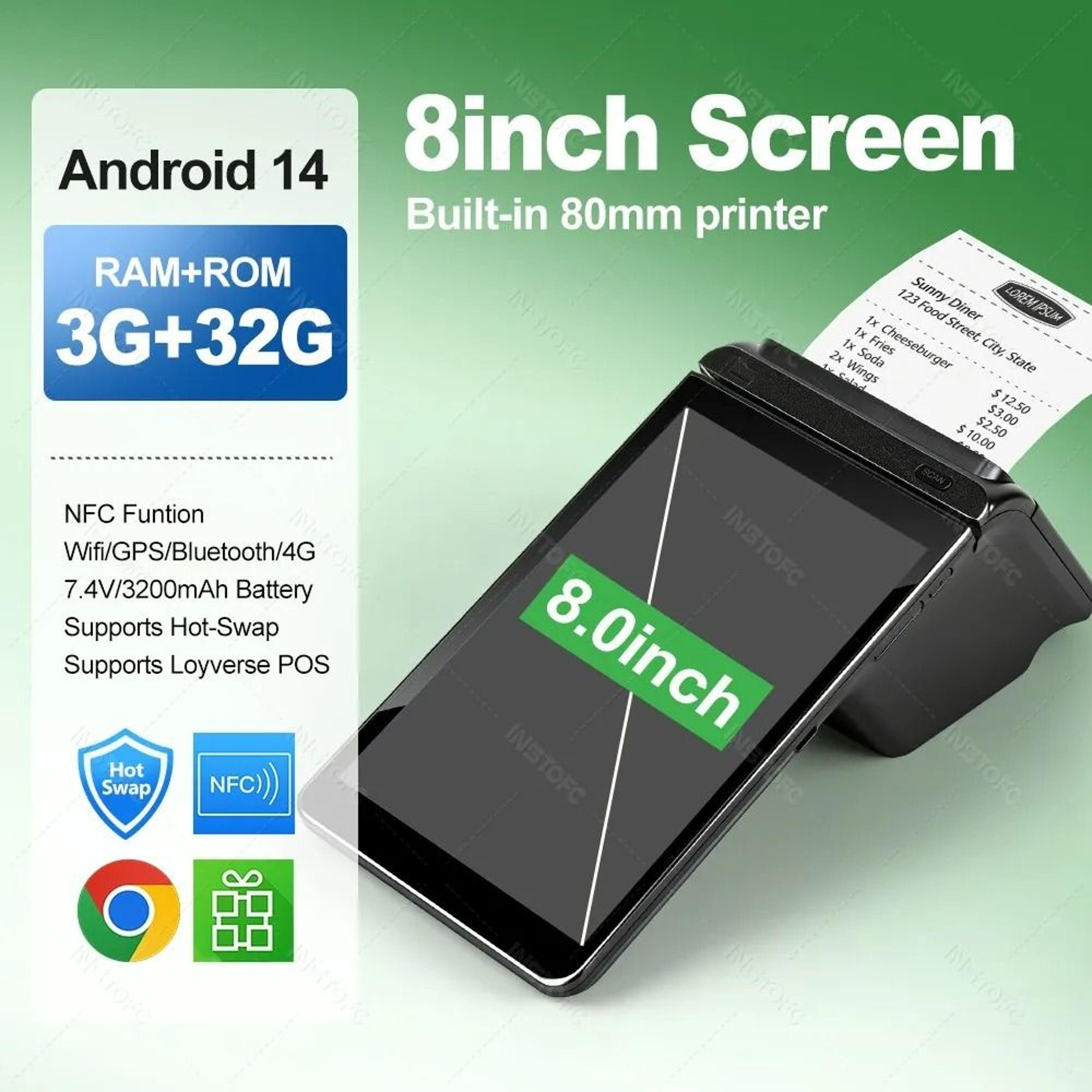 Android 14 POS Terminal Receipt Printer 9