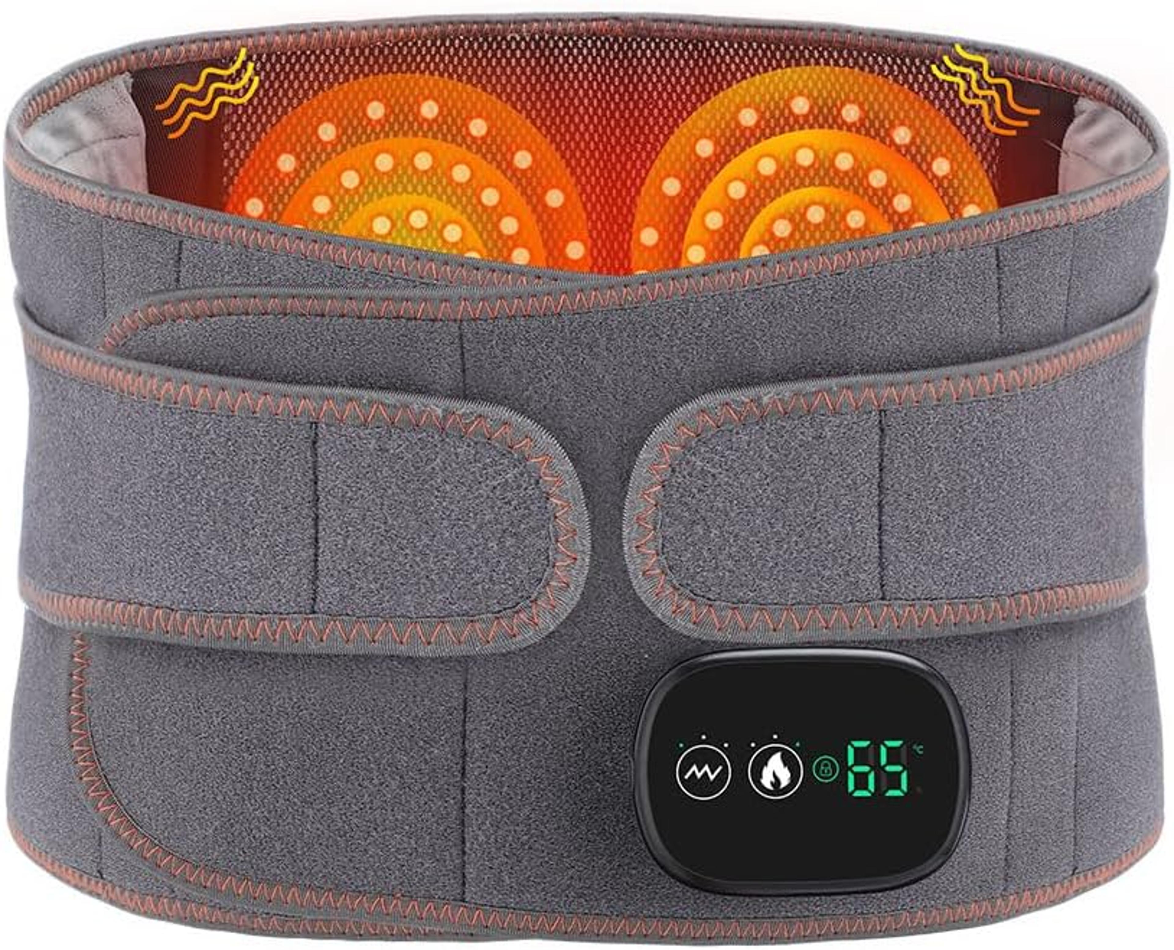 electric heating waist massager belt – vibration & hot compress support with 3-level adjustment