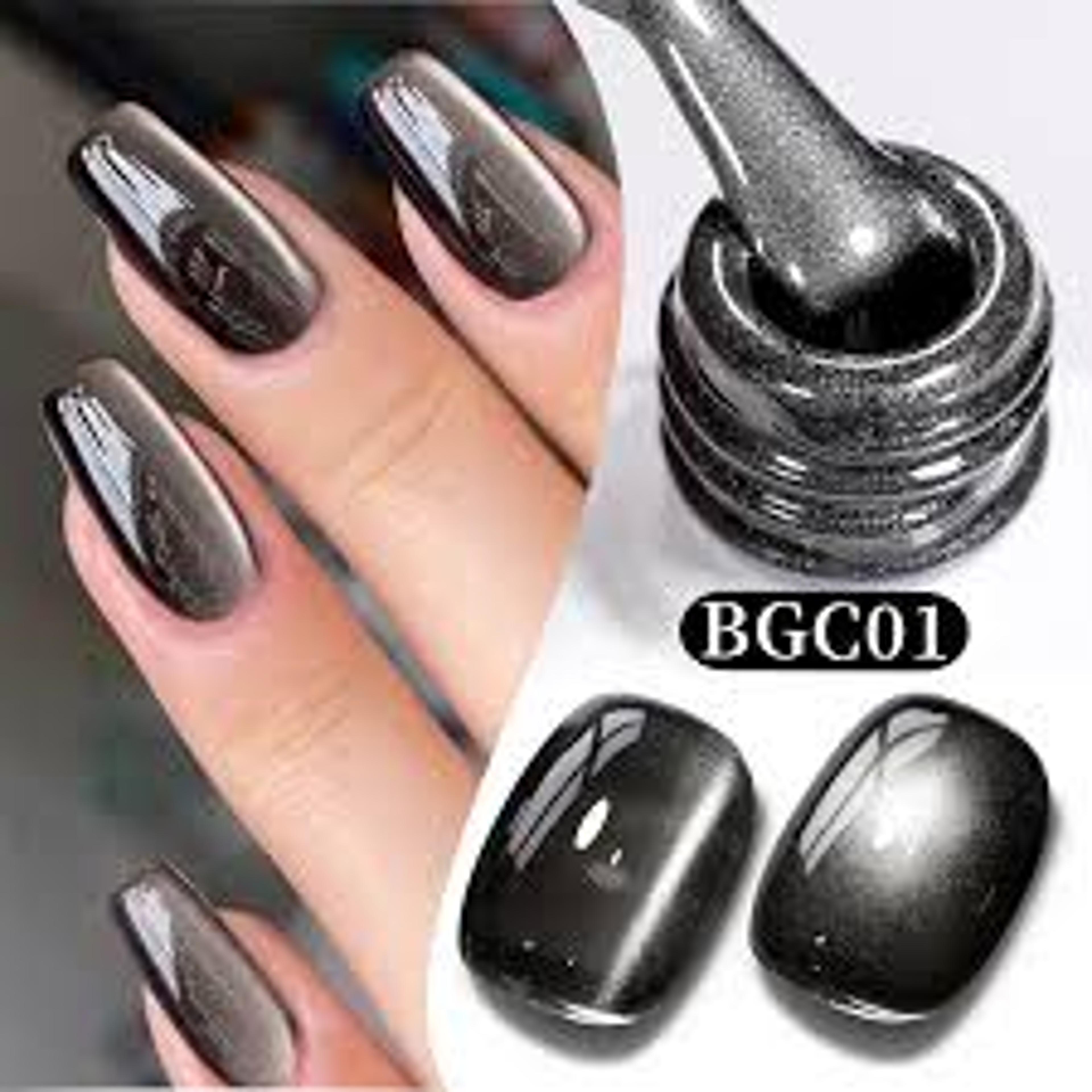 cat eye magnetic gel polish black glass shine for winter nail art