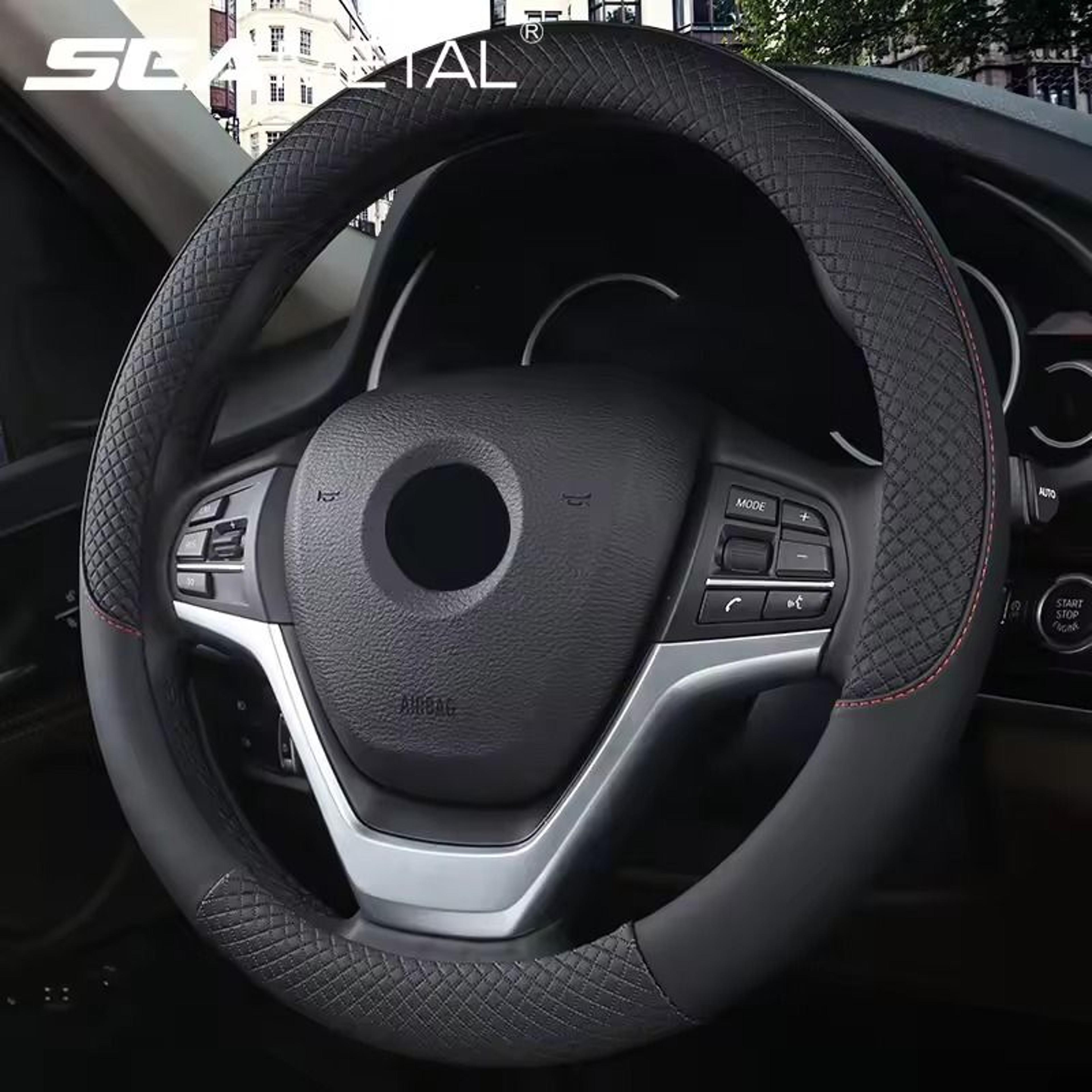 pu leather anti slip 38cm steering wheel cover