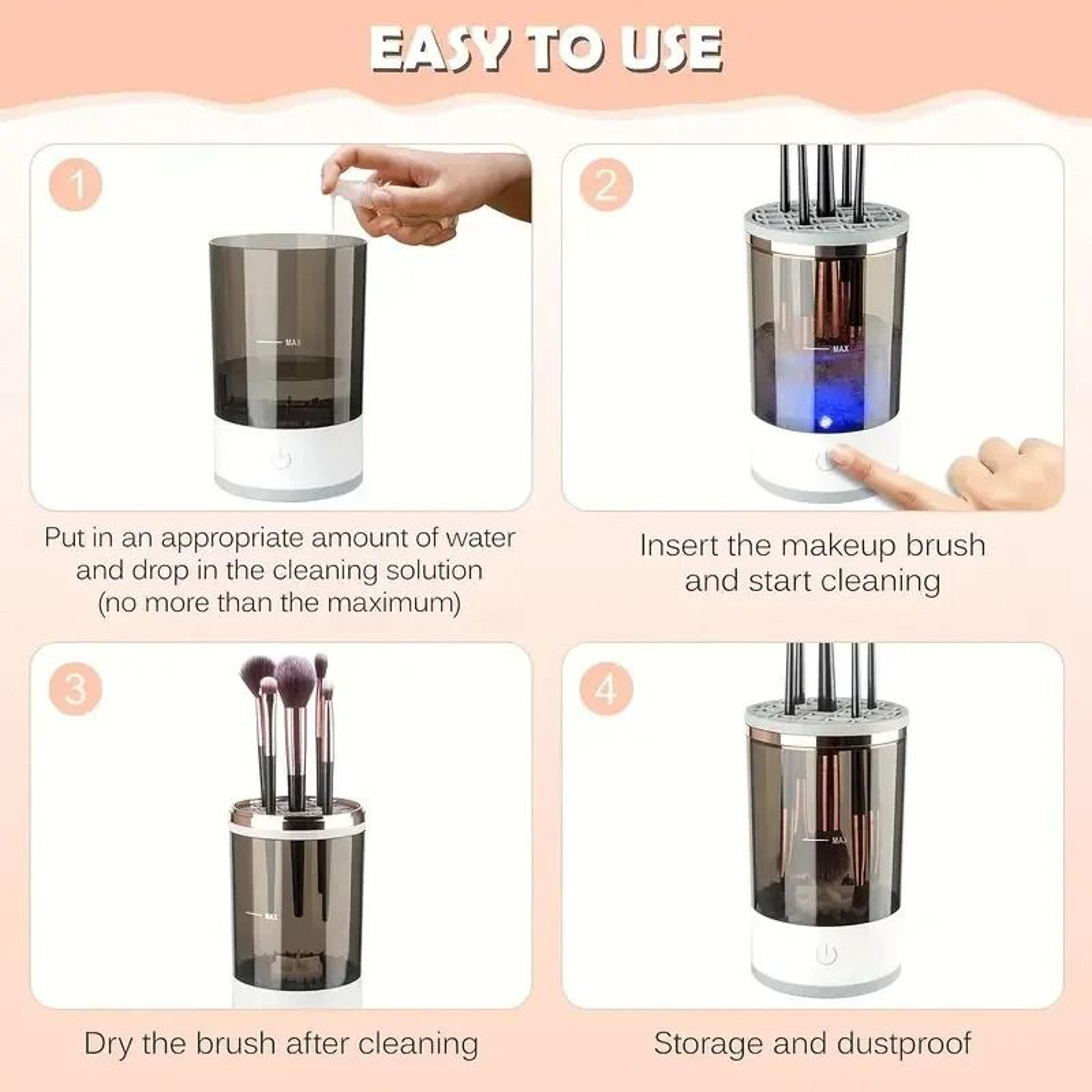 USB Plug Electric Makeup Brush Cleaner With Collars And Rubber Bowl 2