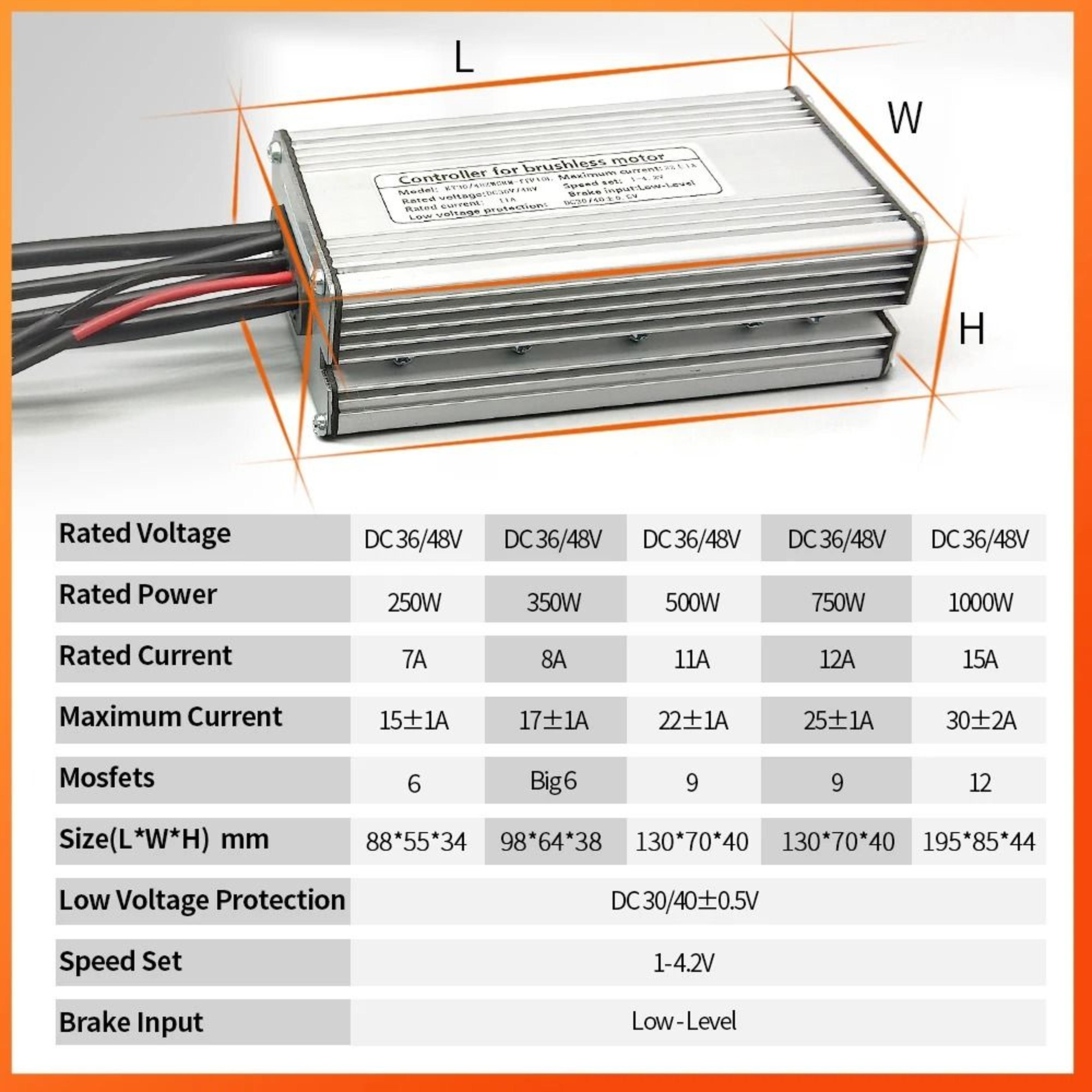 Electric Bike KT Controller 36V 48V Waterproof Brushless 250W 350W 500W 1000W With Light Function 3