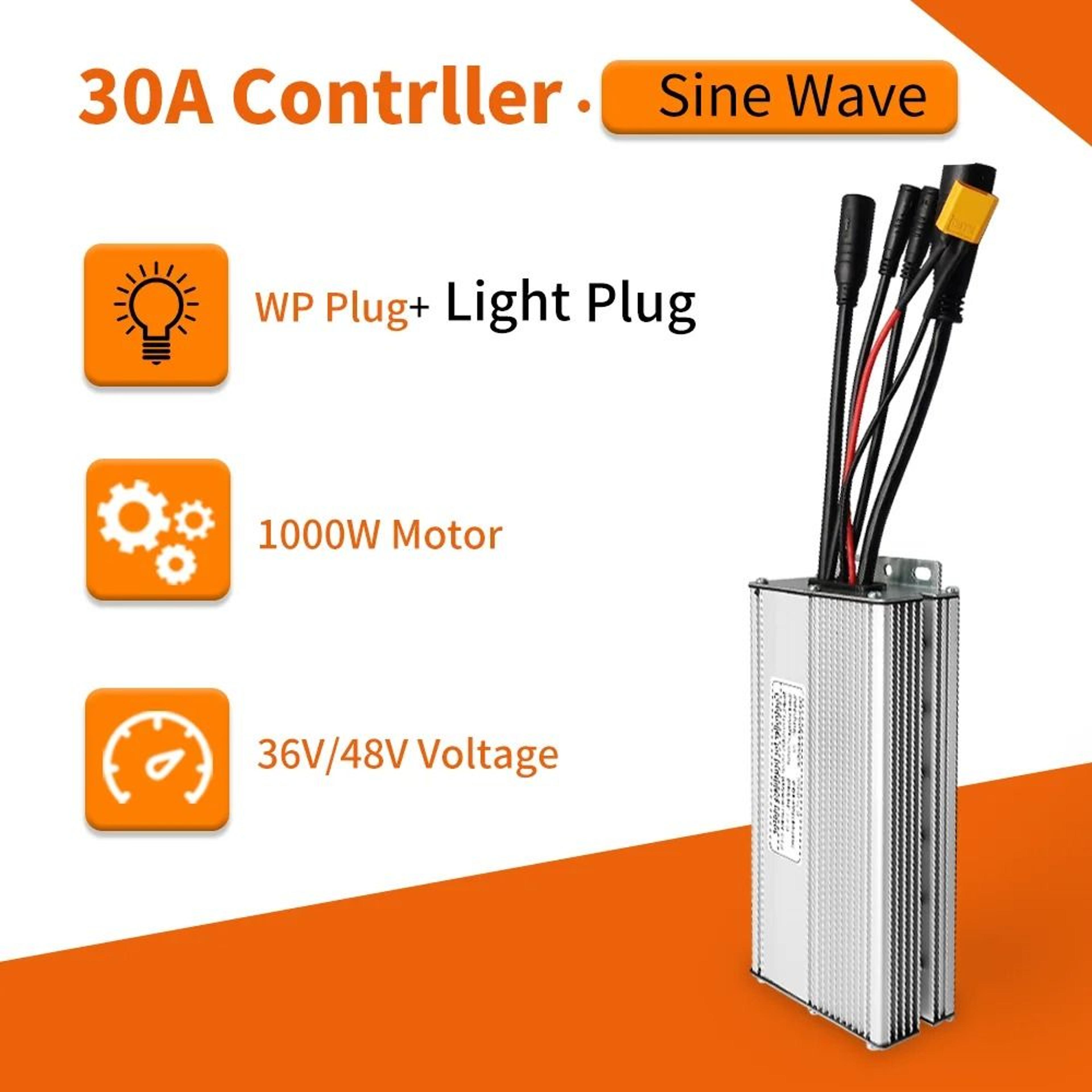 Electric Bike KT Controller 36V 48V Waterproof Brushless 250W 350W 500W 1000W With Light Function 24
