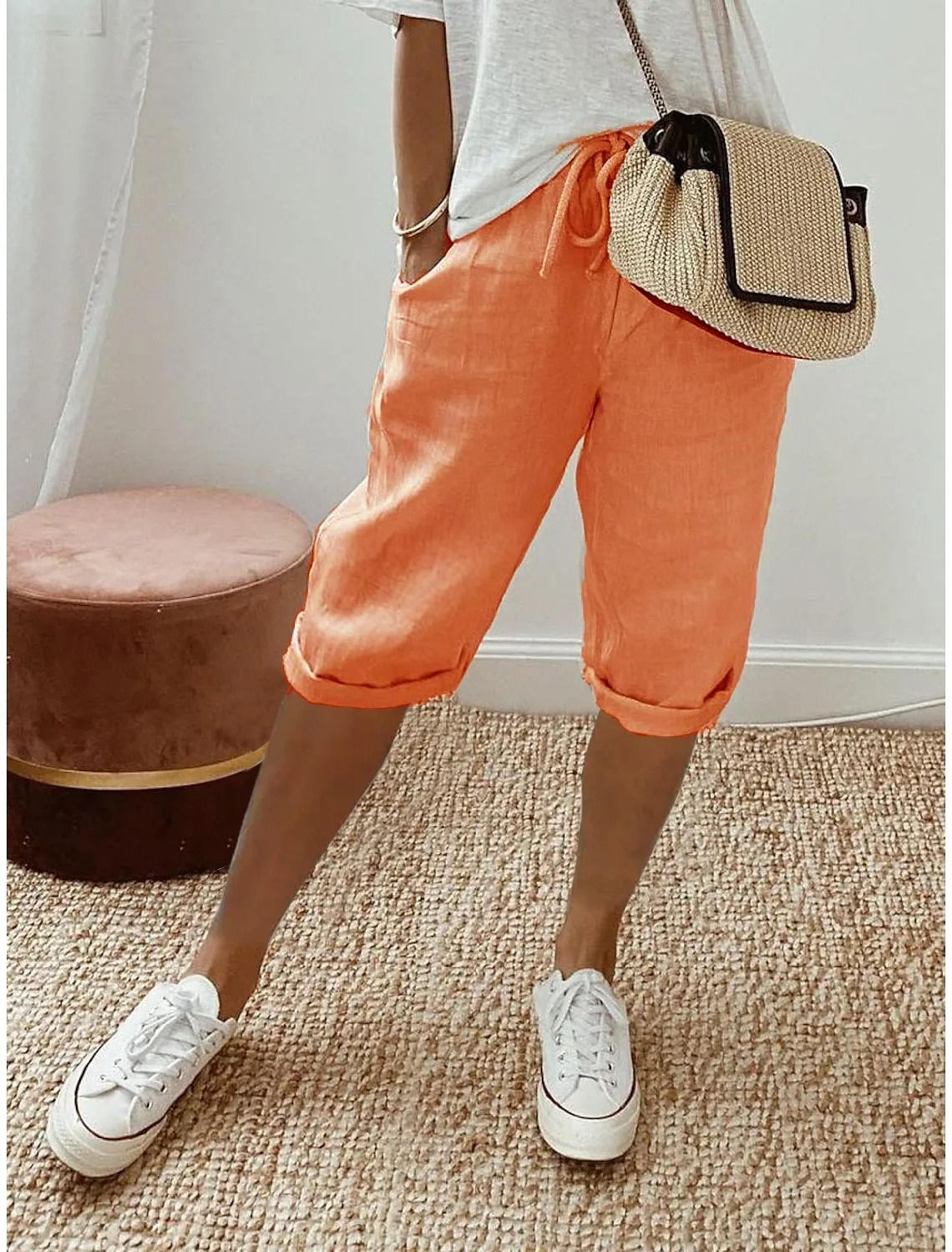 Womens Cotton Linen Elastic Waist Loose Casual Shorts 6