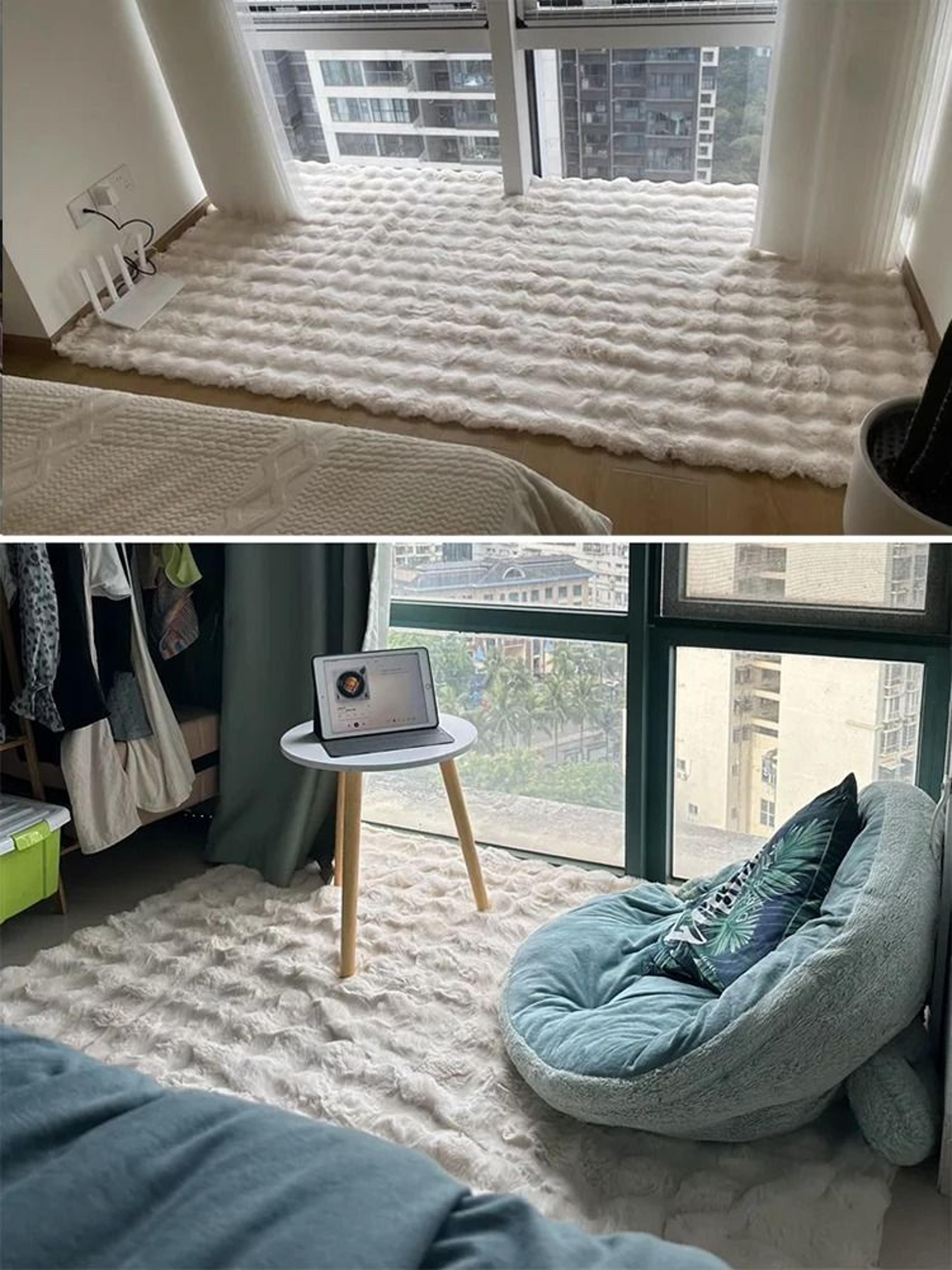 imitation rabbit hair bubble carpet fluffy soft floor rug