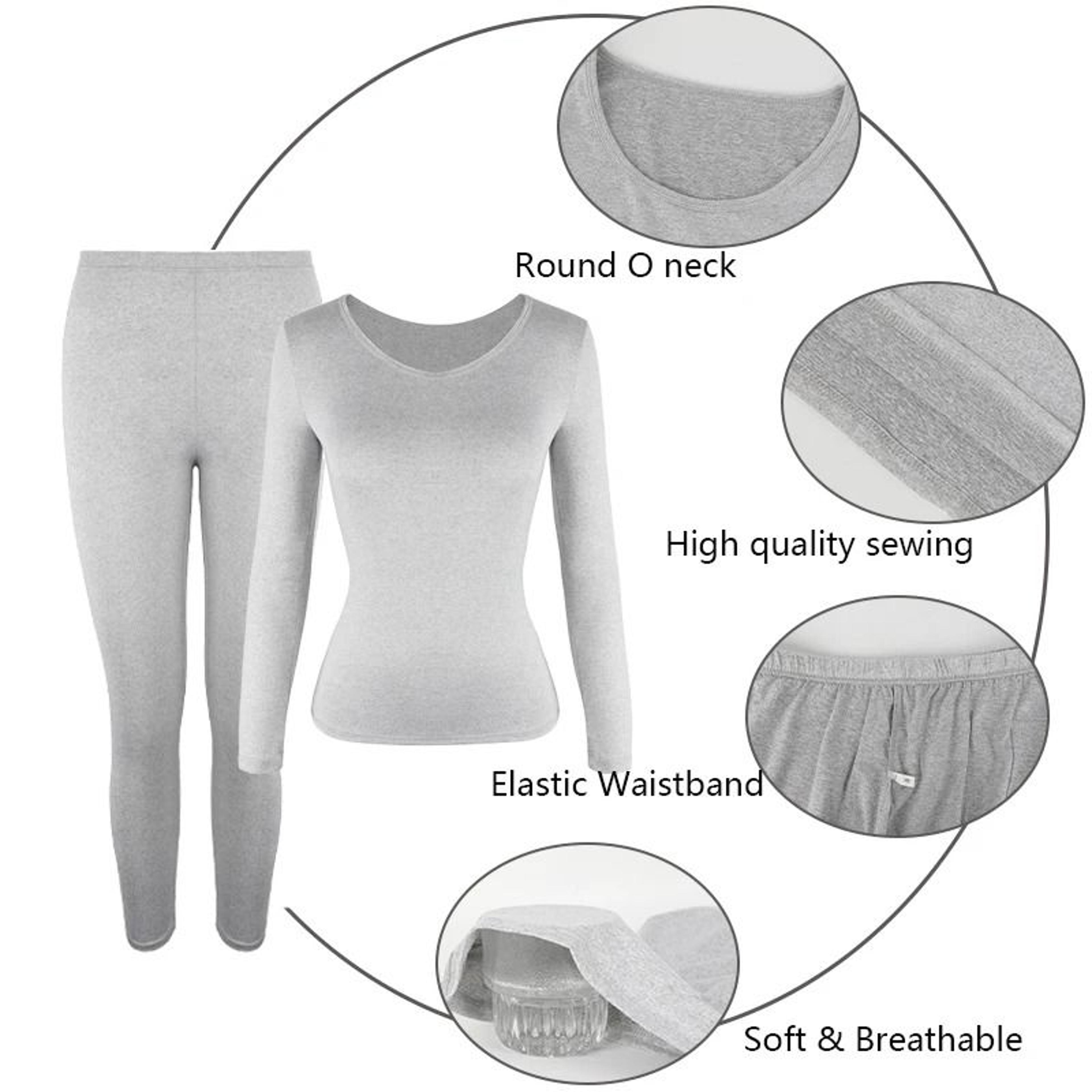 Women Thermal Underwear Set Warm Pajamas Top And Leggings 4