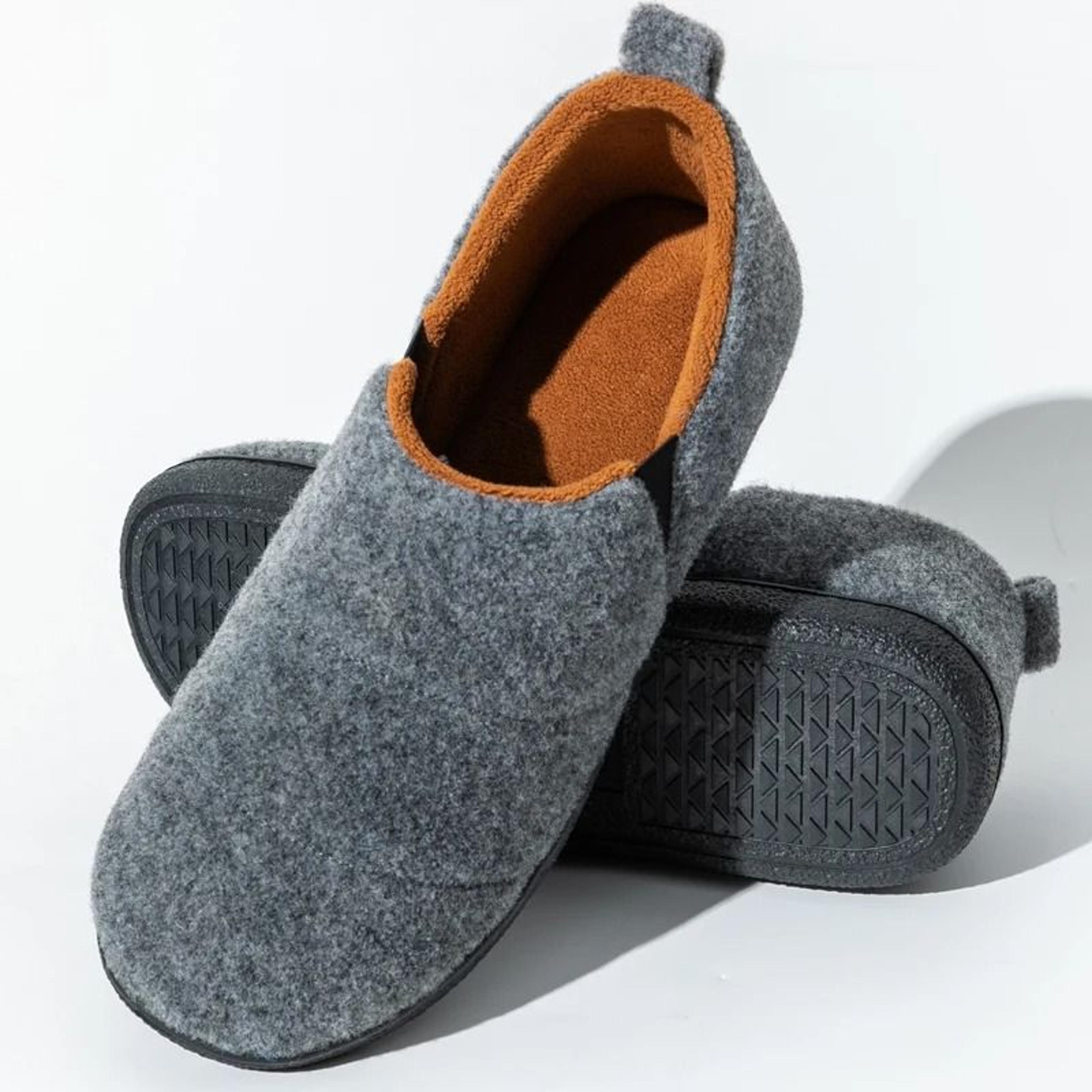 mens memory foam fur lined indoor slides