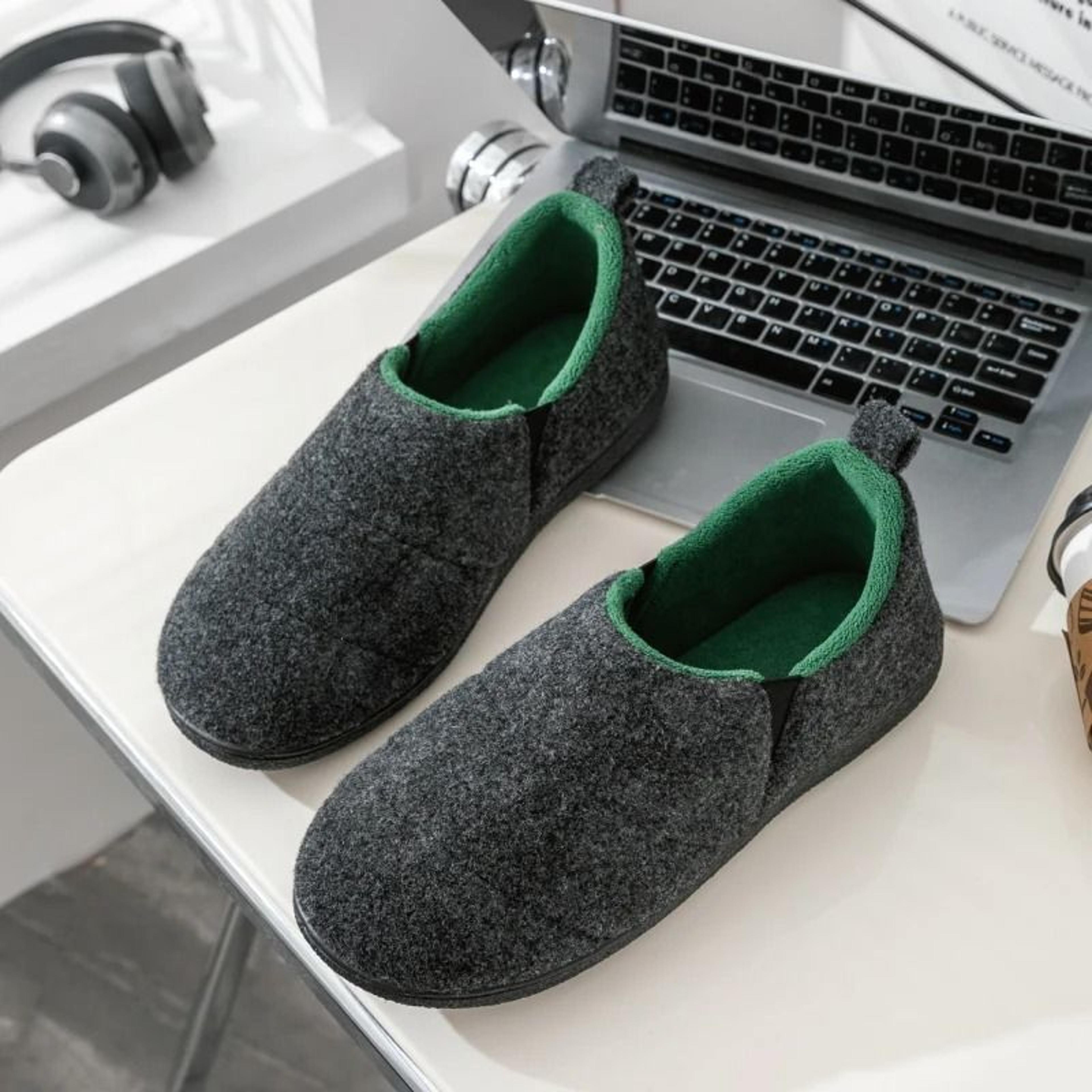 Mens Memory Foam Fur Lined Indoor Slides 7
