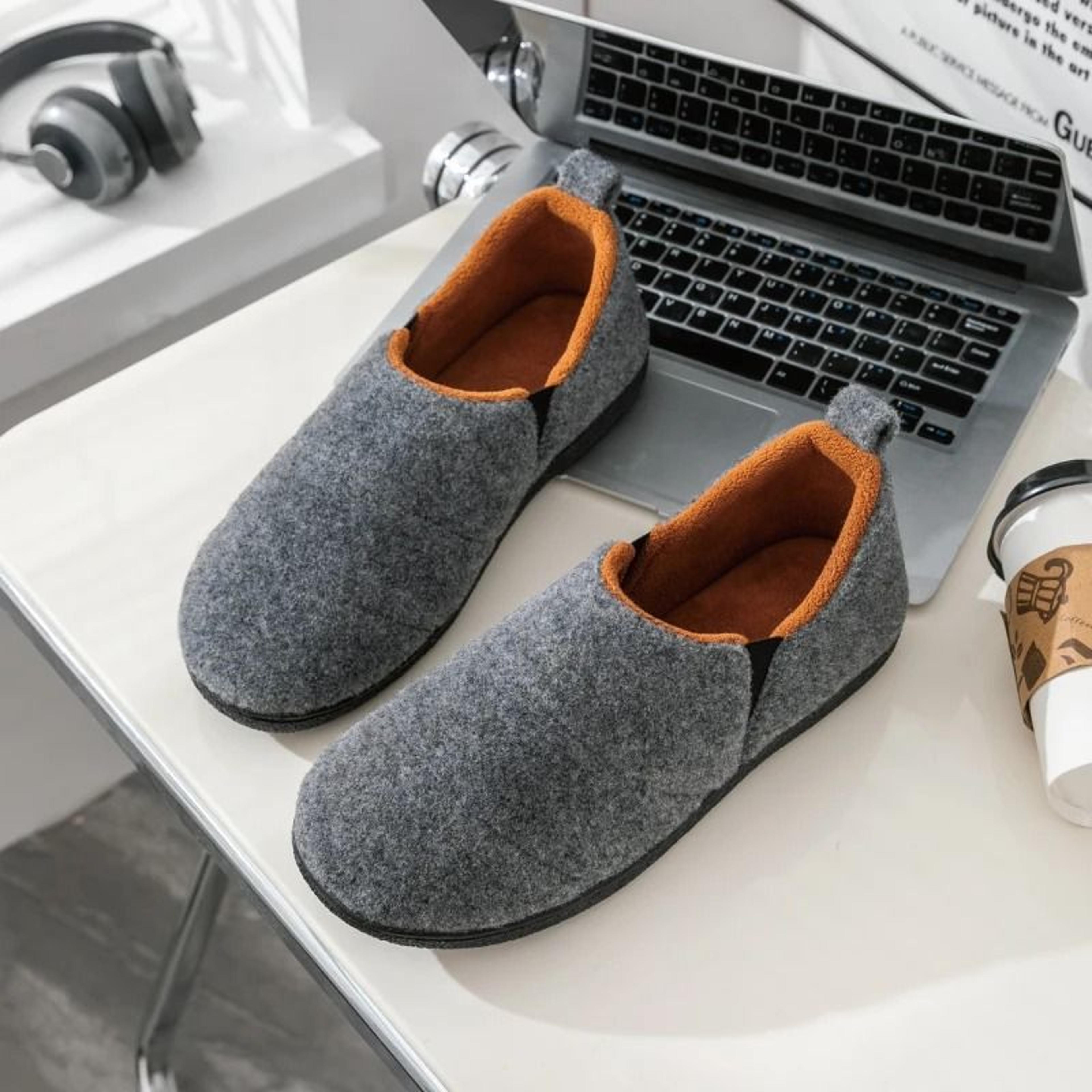 Mens Memory Foam Fur Lined Indoor Slides 8
