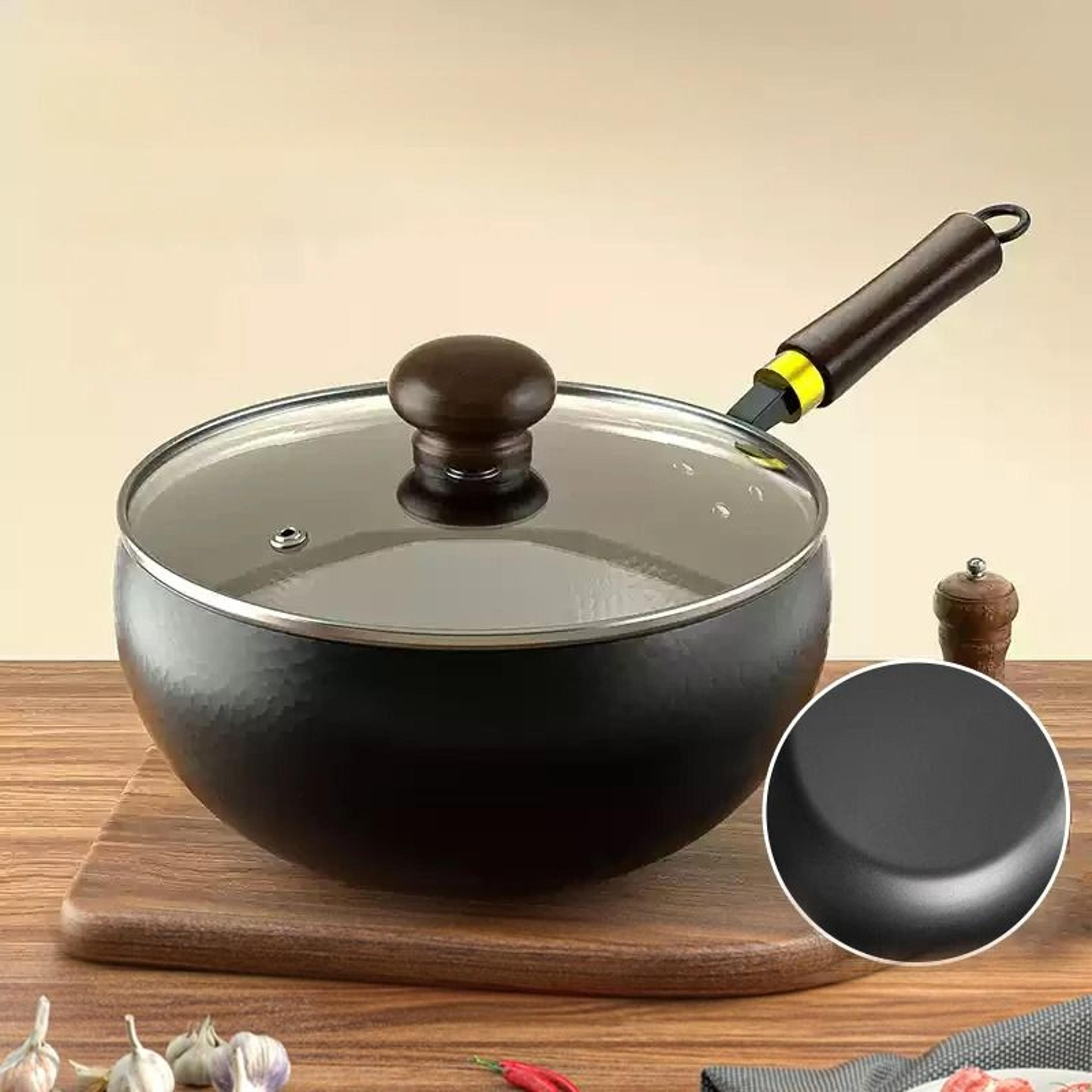 Big Belly Pot Deepened Non Stick Iron Pot Flat Bottom Frying Pan With Lid 7