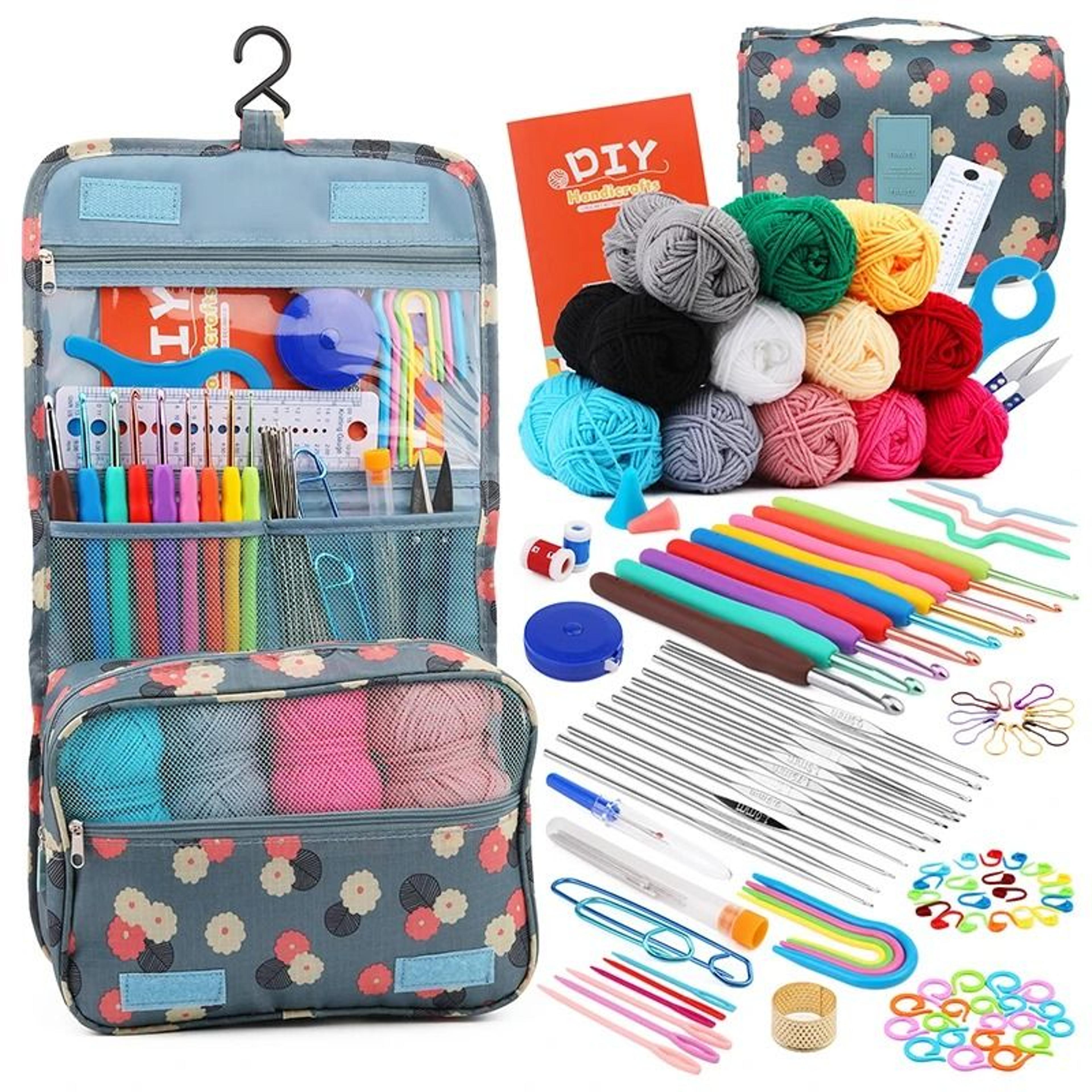 knitting and crochet hook set with needles markers and storage bag