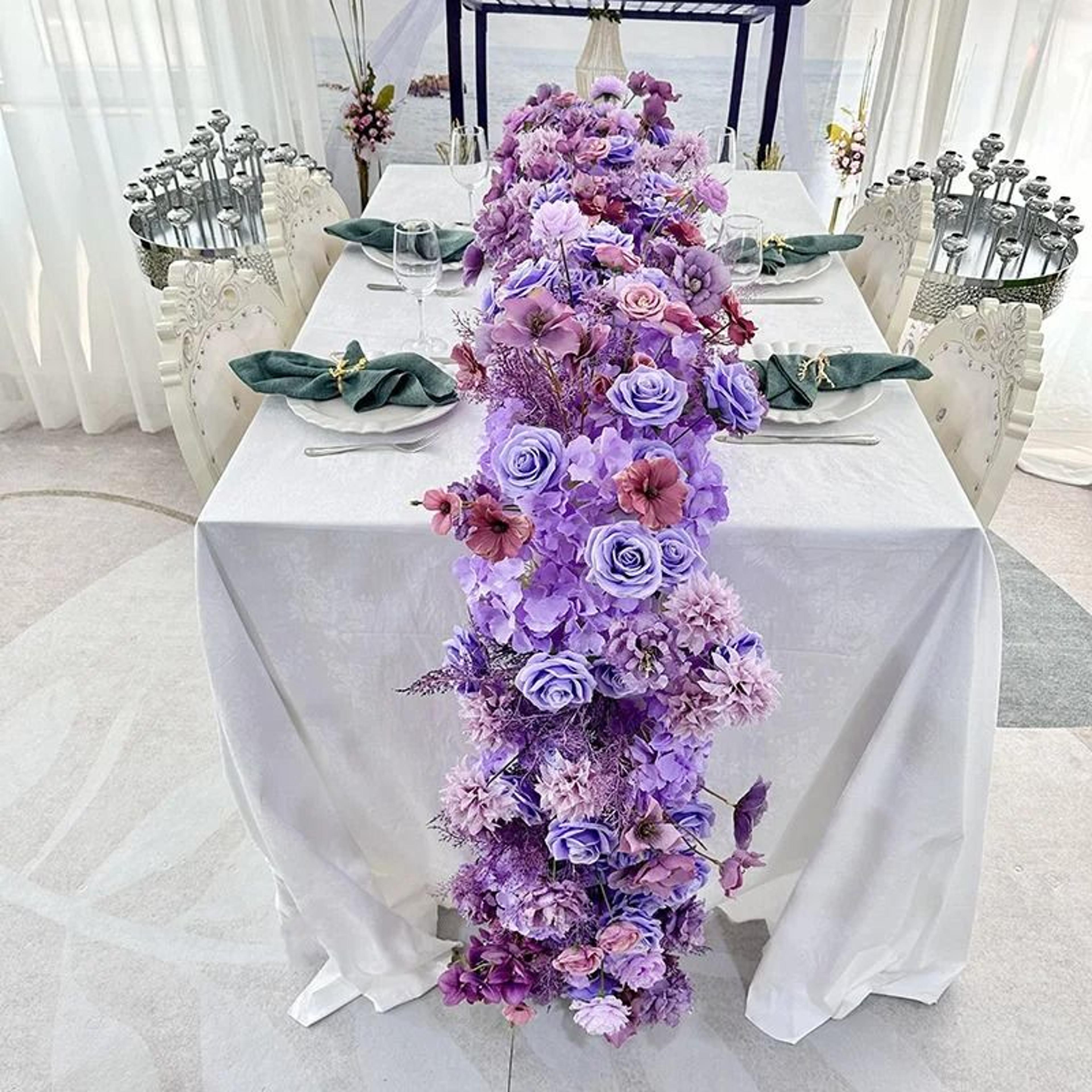 Pink Rose Large Flower Row Runner For Wedding Decor Floral Backdrop 11