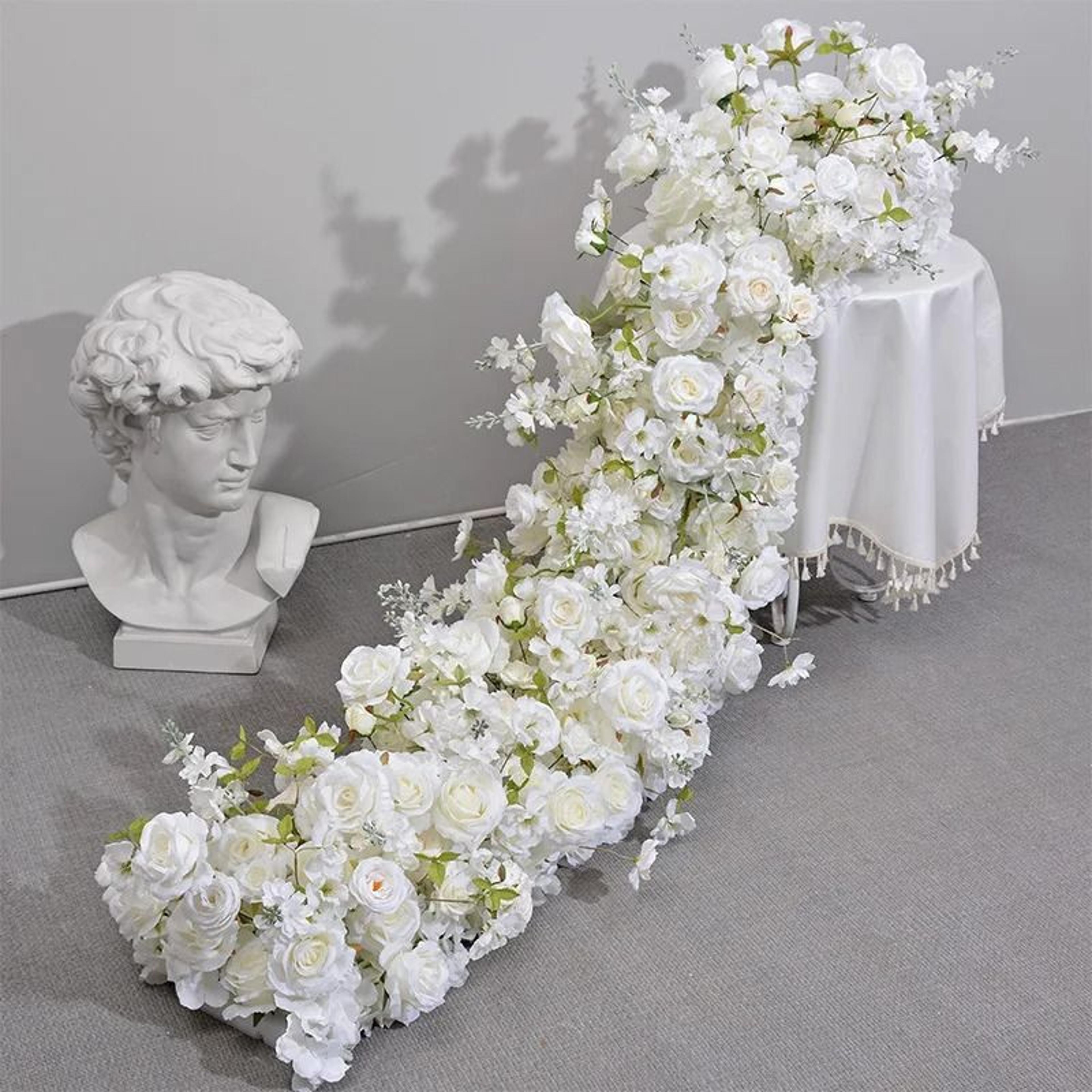 Pink Rose Large Flower Row Runner For Wedding Decor Floral Backdrop 1