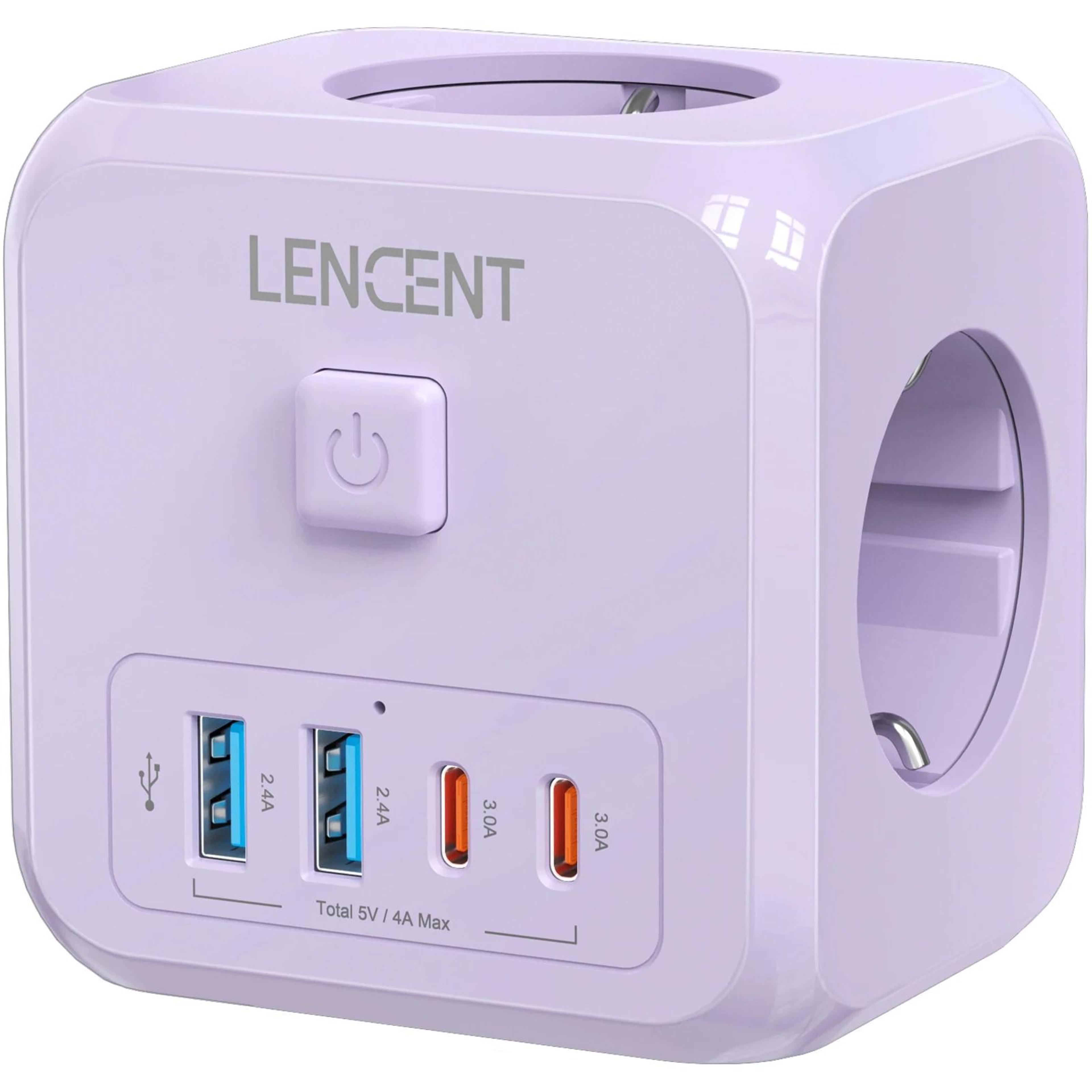 LENCENT EU Plug Power Strip With Three AC Outlets Three USB Ports And One USB C Adapter 14