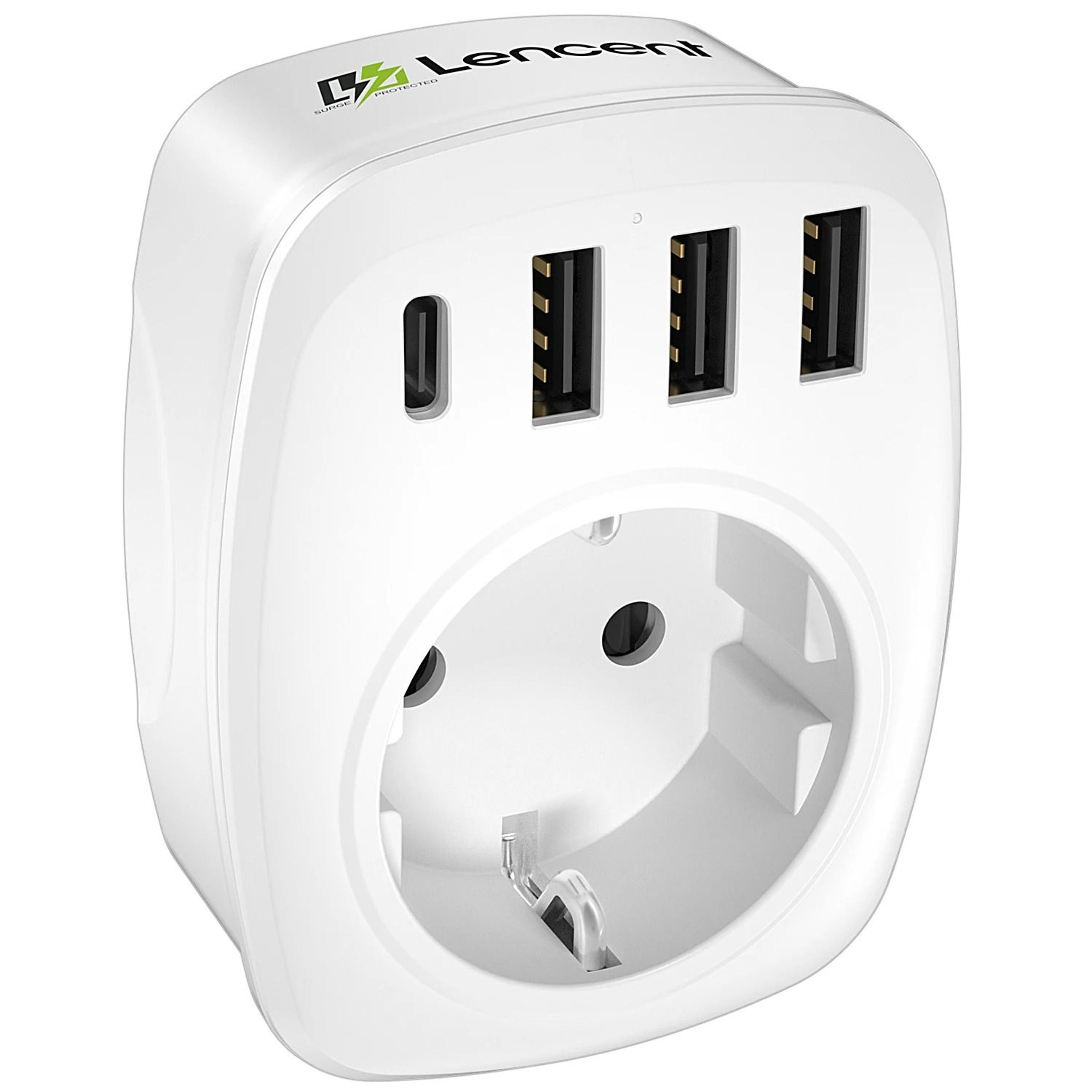 LENCENT EU Plug Power Strip With Three AC Outlets Three USB Ports And One USB C Adapter 8