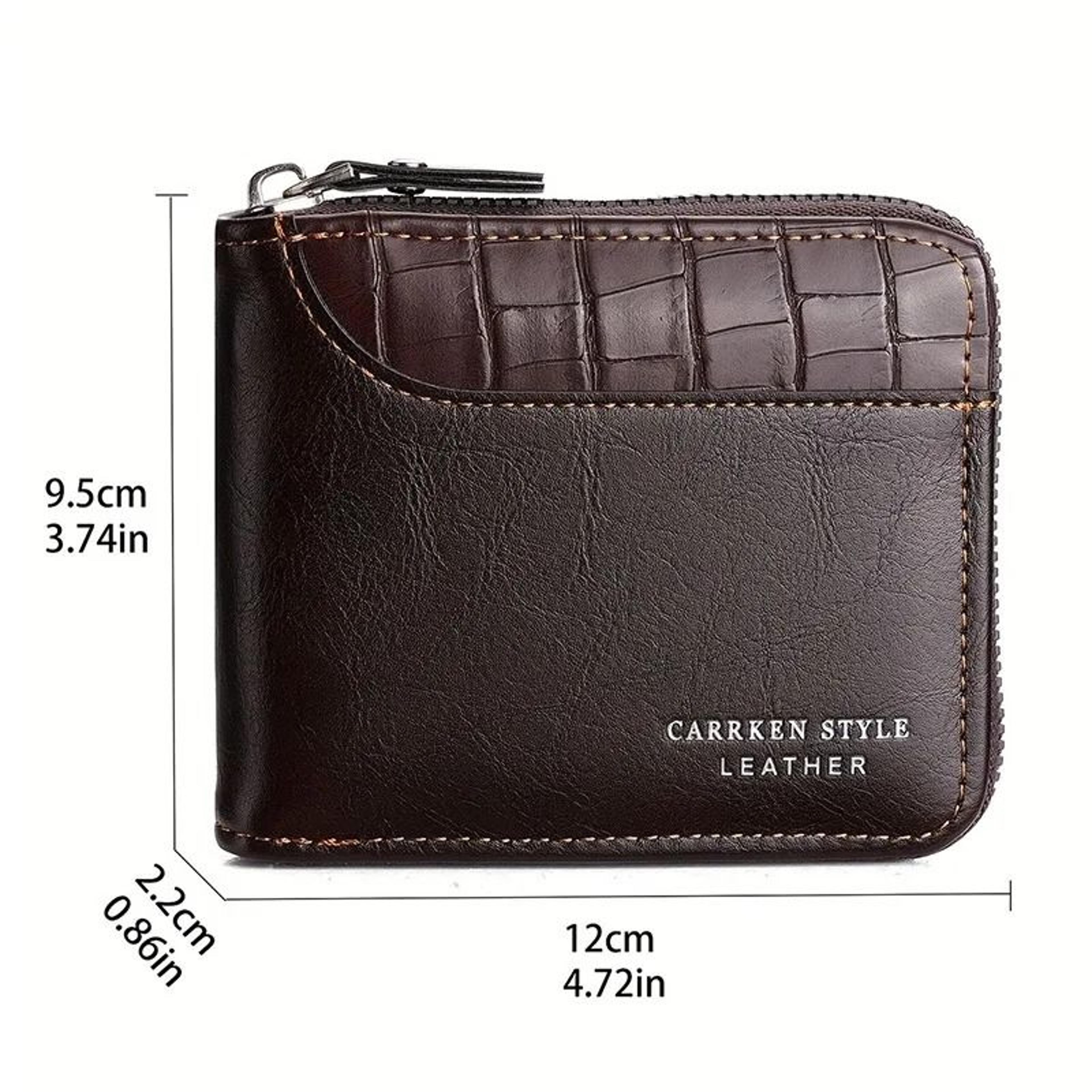 Luxury Leather RFID Mens Zipper Wallet With Coin Pocket 5