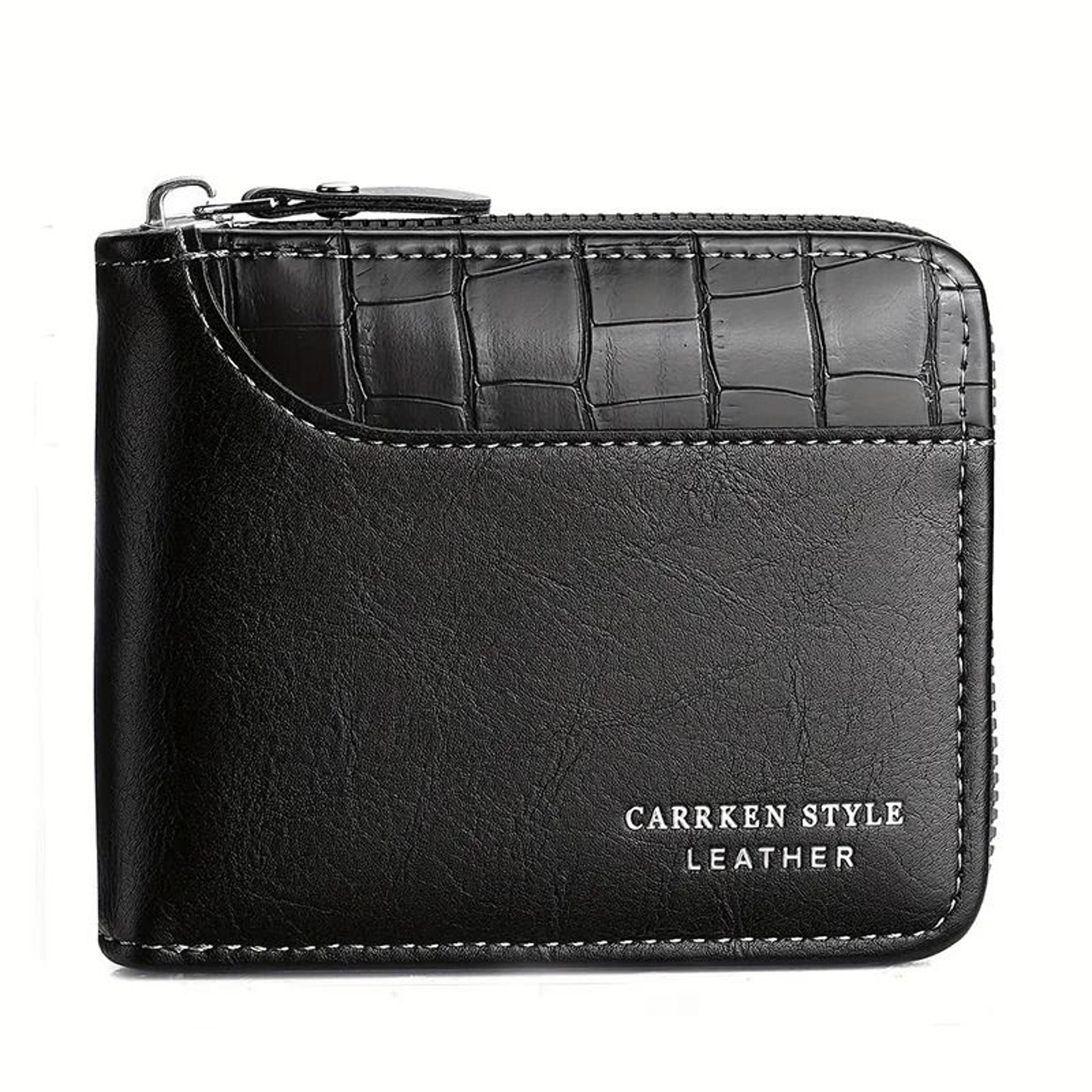 Luxury Leather RFID Mens Zipper Wallet With Coin Pocket 8