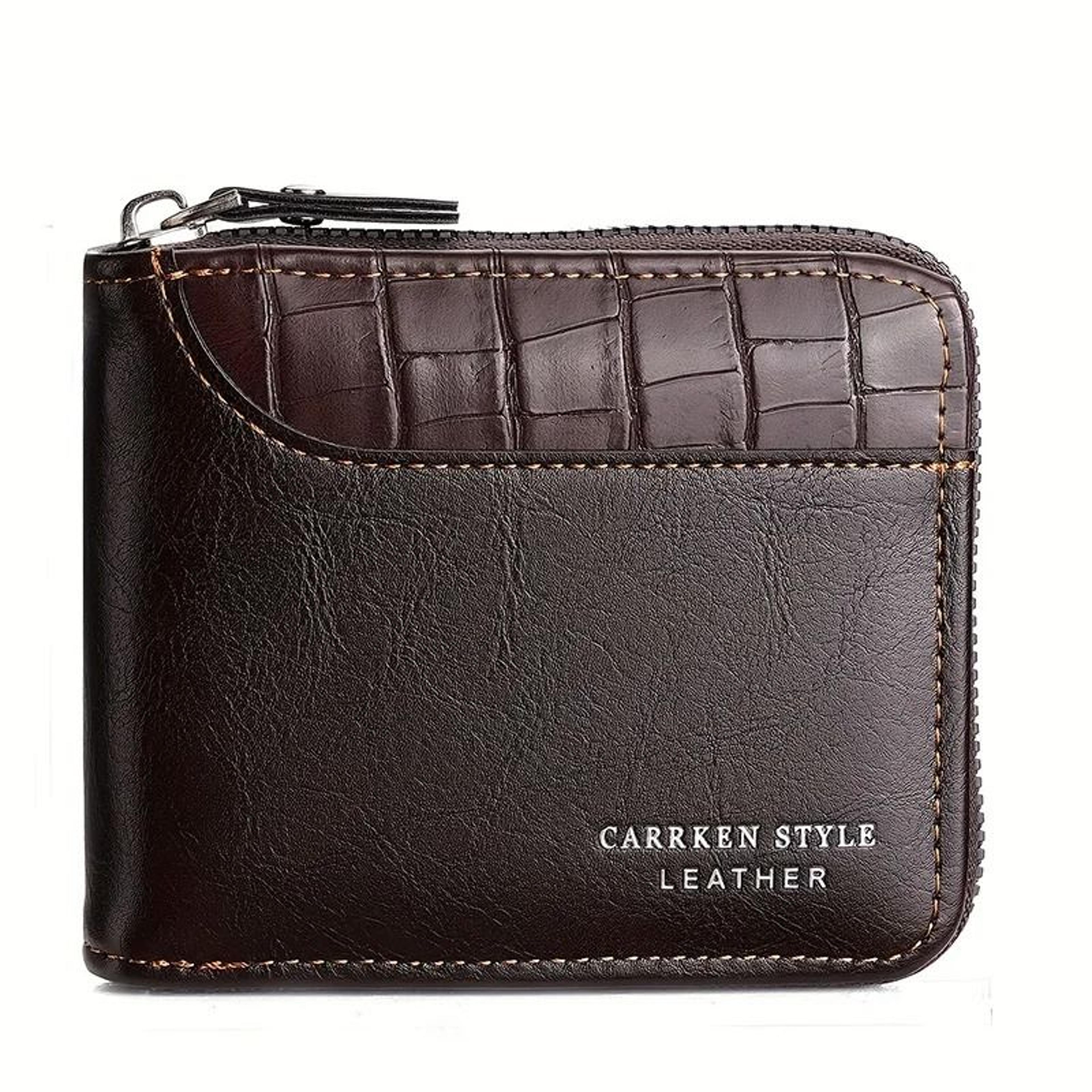 Luxury Leather RFID Mens Zipper Wallet With Coin Pocket 11