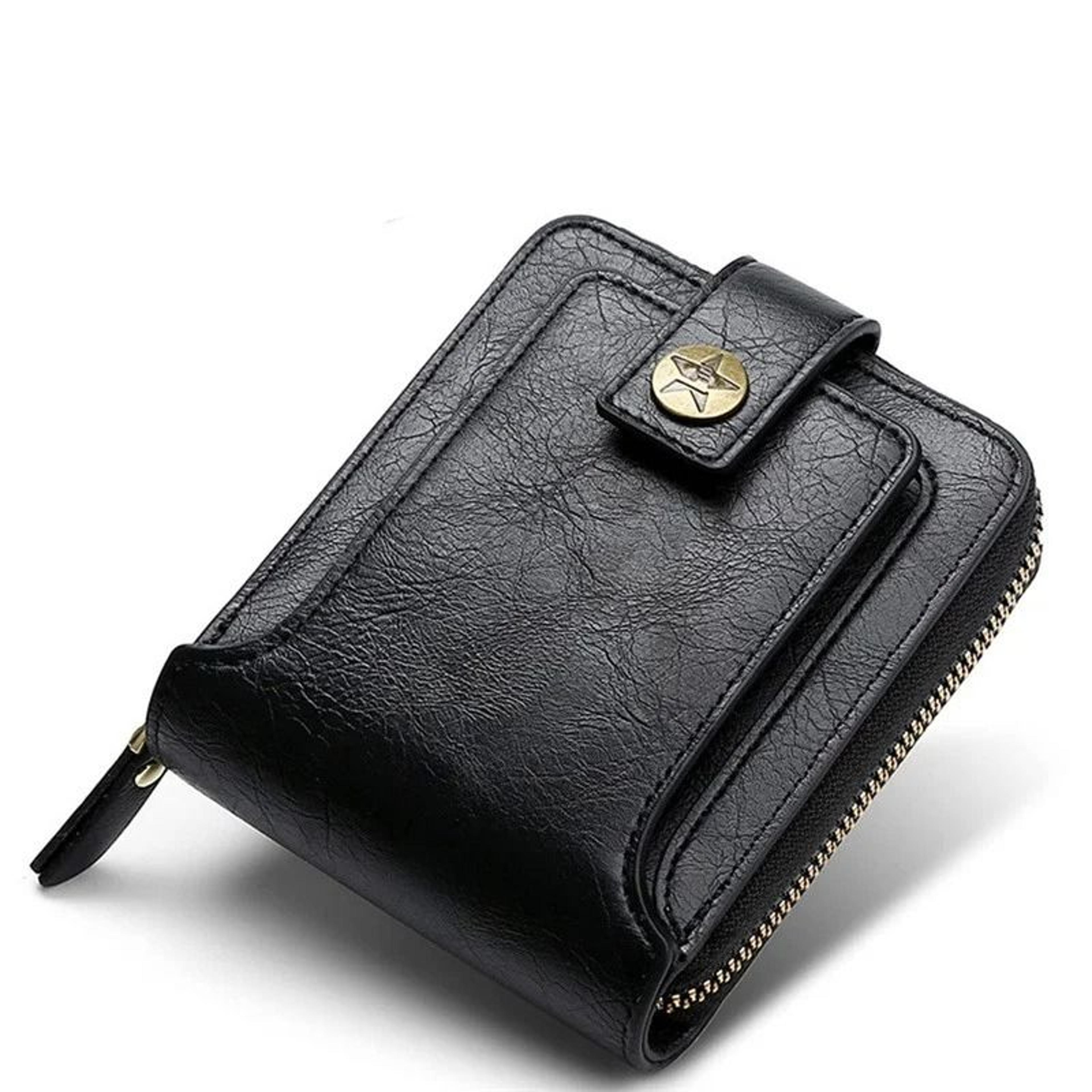 Luxury Leather RFID Mens Zipper Wallet With Coin Pocket 13