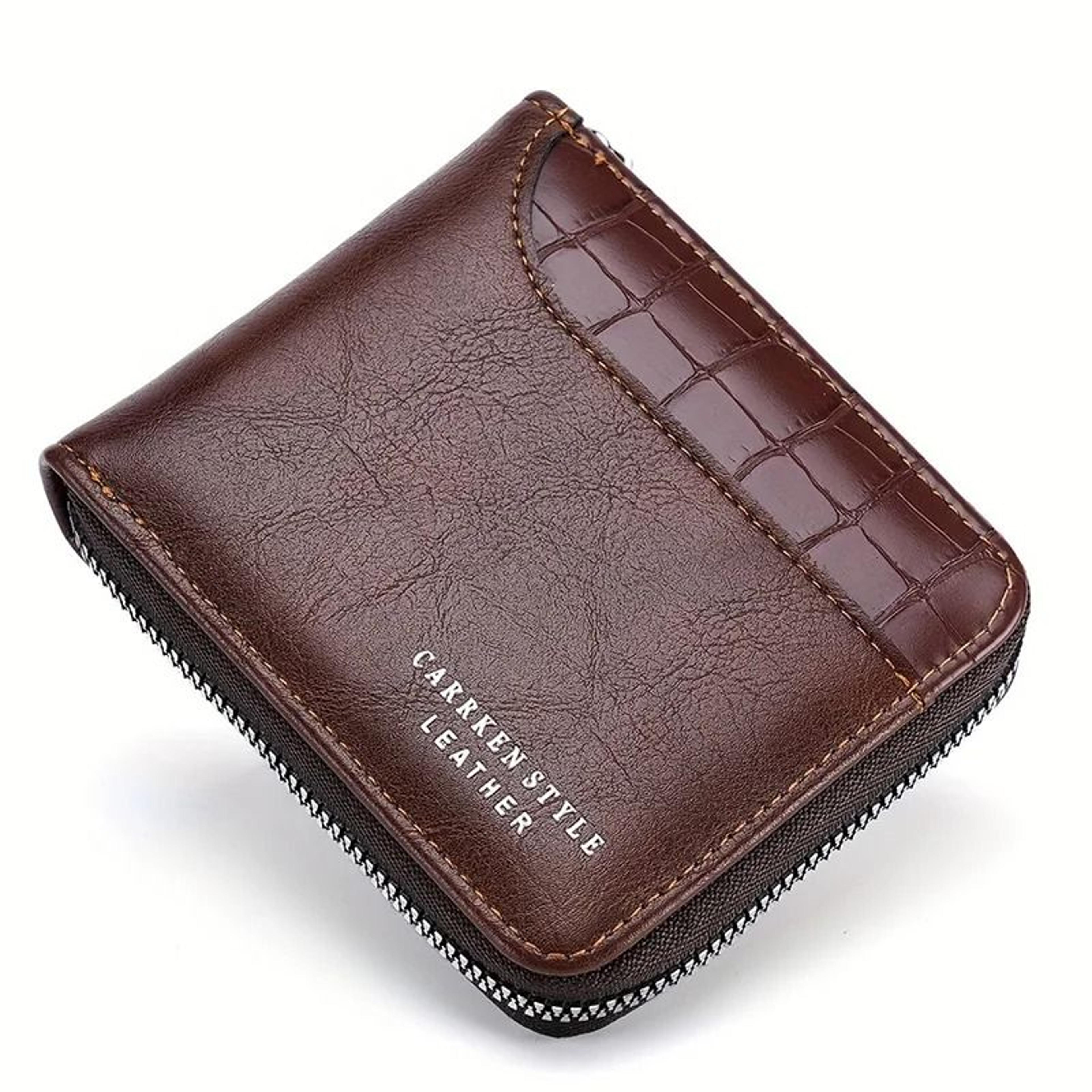 Luxury Leather RFID Mens Zipper Wallet With Coin Pocket 14