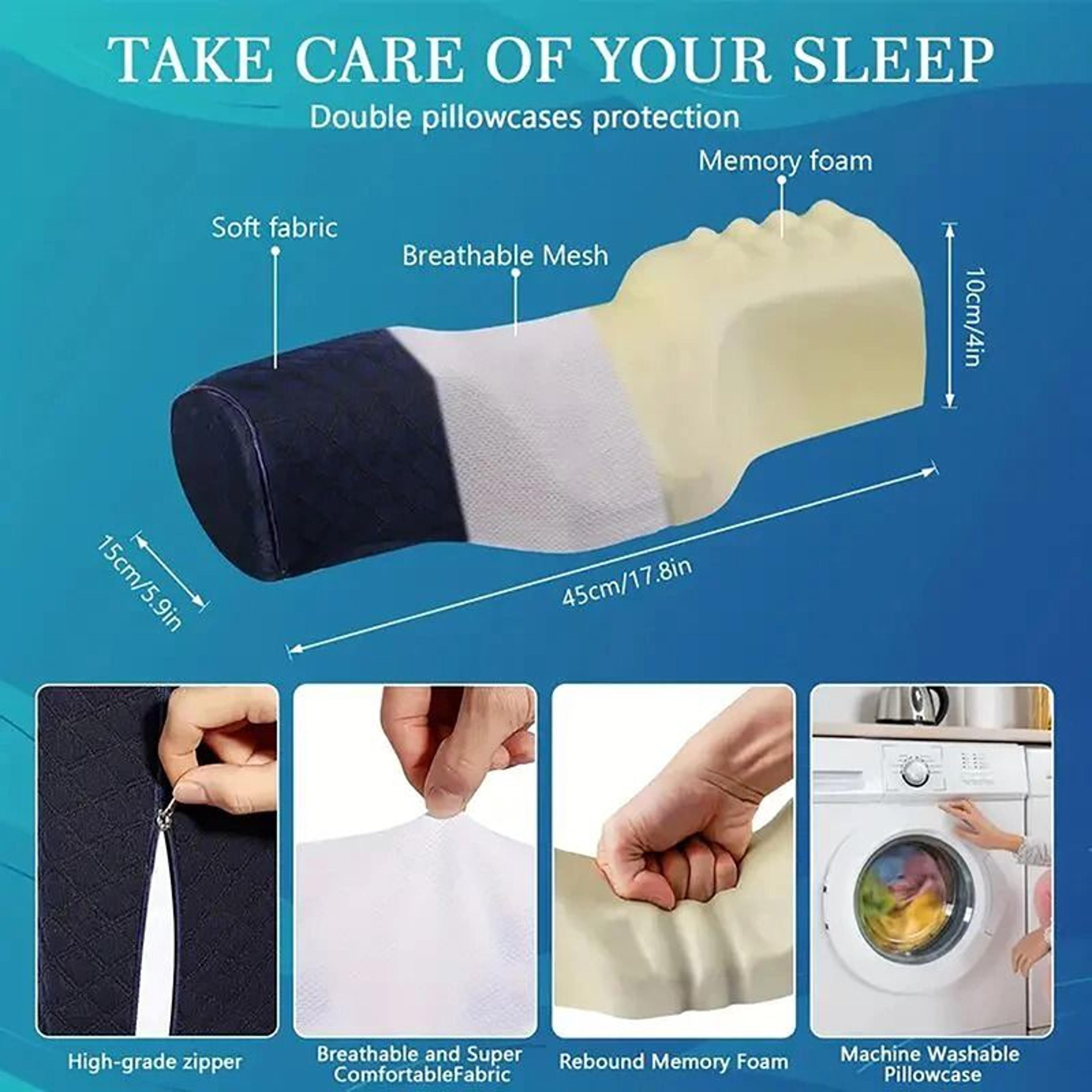 Cervical Memory Foam Neck Relief Pillow With Breathable Washable Cover 3