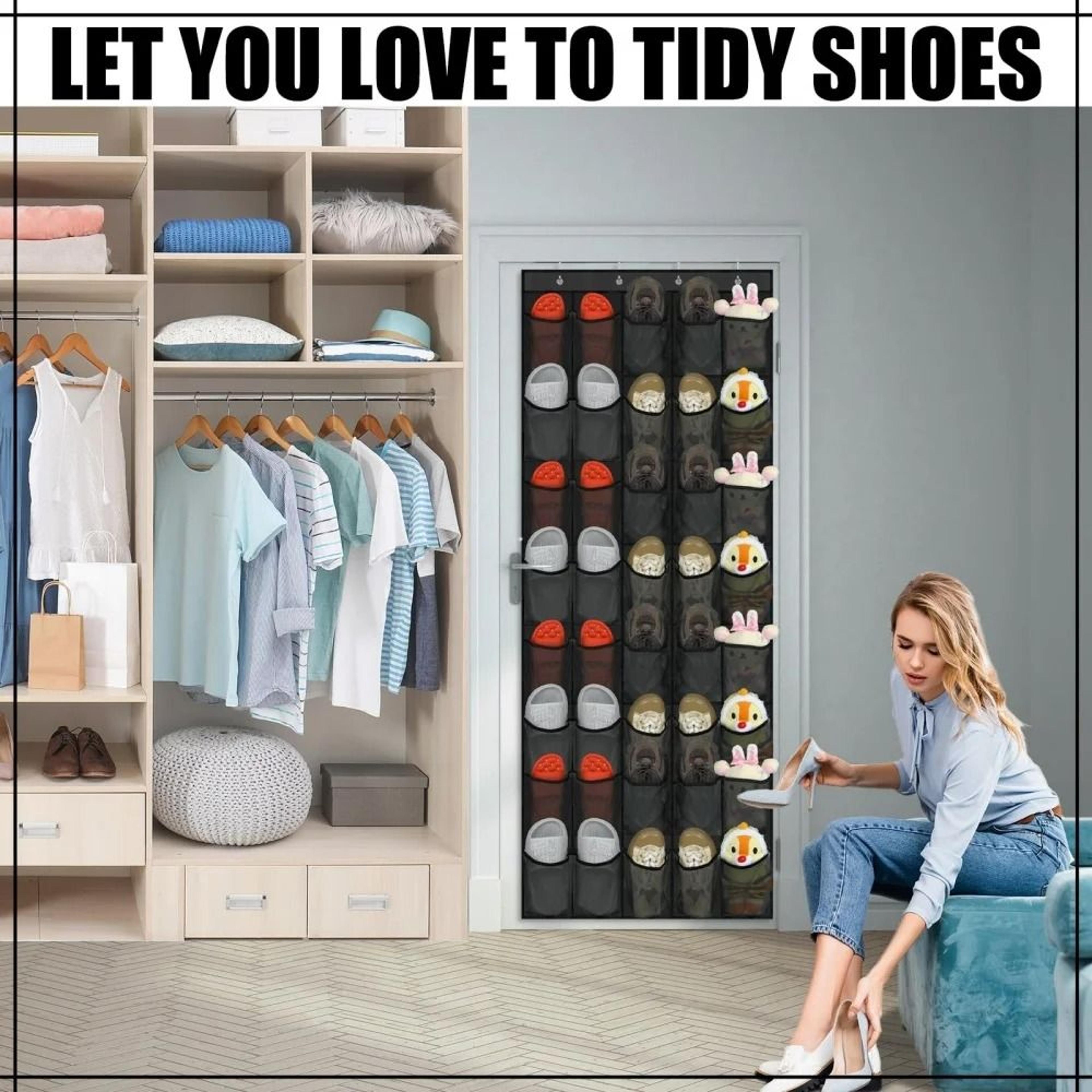 14 35 Pocket Over Door Shoe Rack Large Mesh Hanging Storage Organizer 5