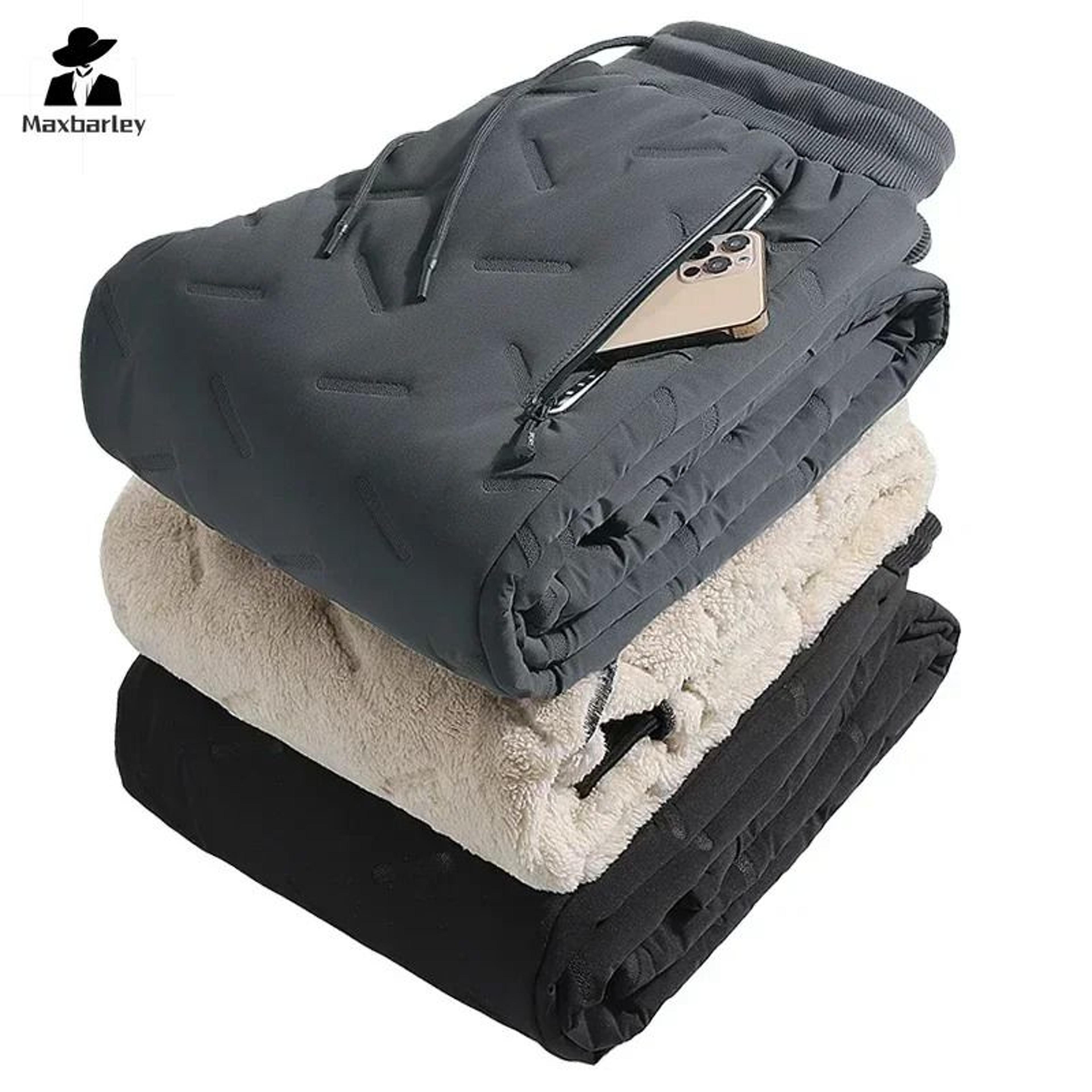 winter waterproof warm cotton pants for men thickened wool outdoor joggers