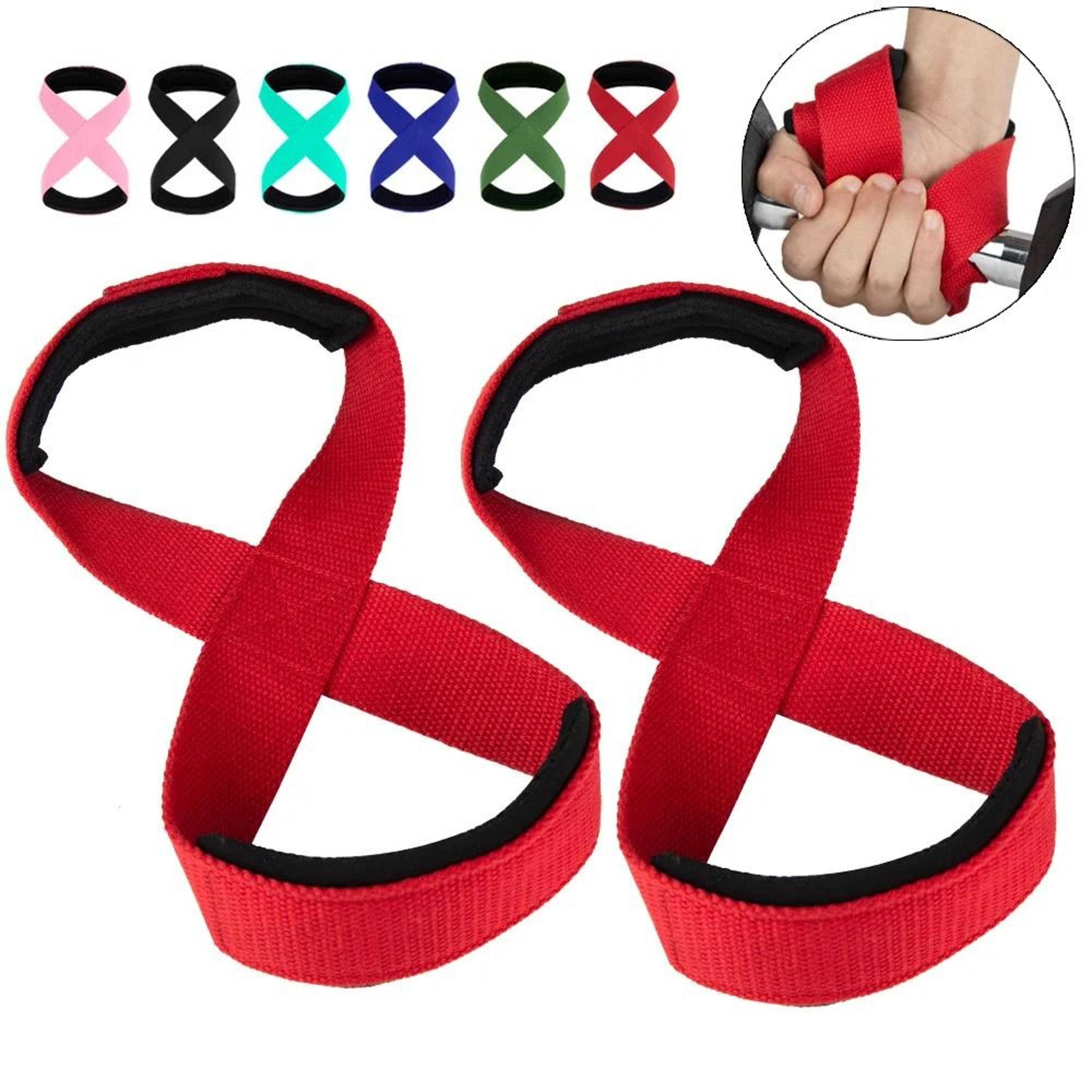 padded figure 8 straps deadlift wrist straps power lifters workout pull ups horizontal bar gym fitness