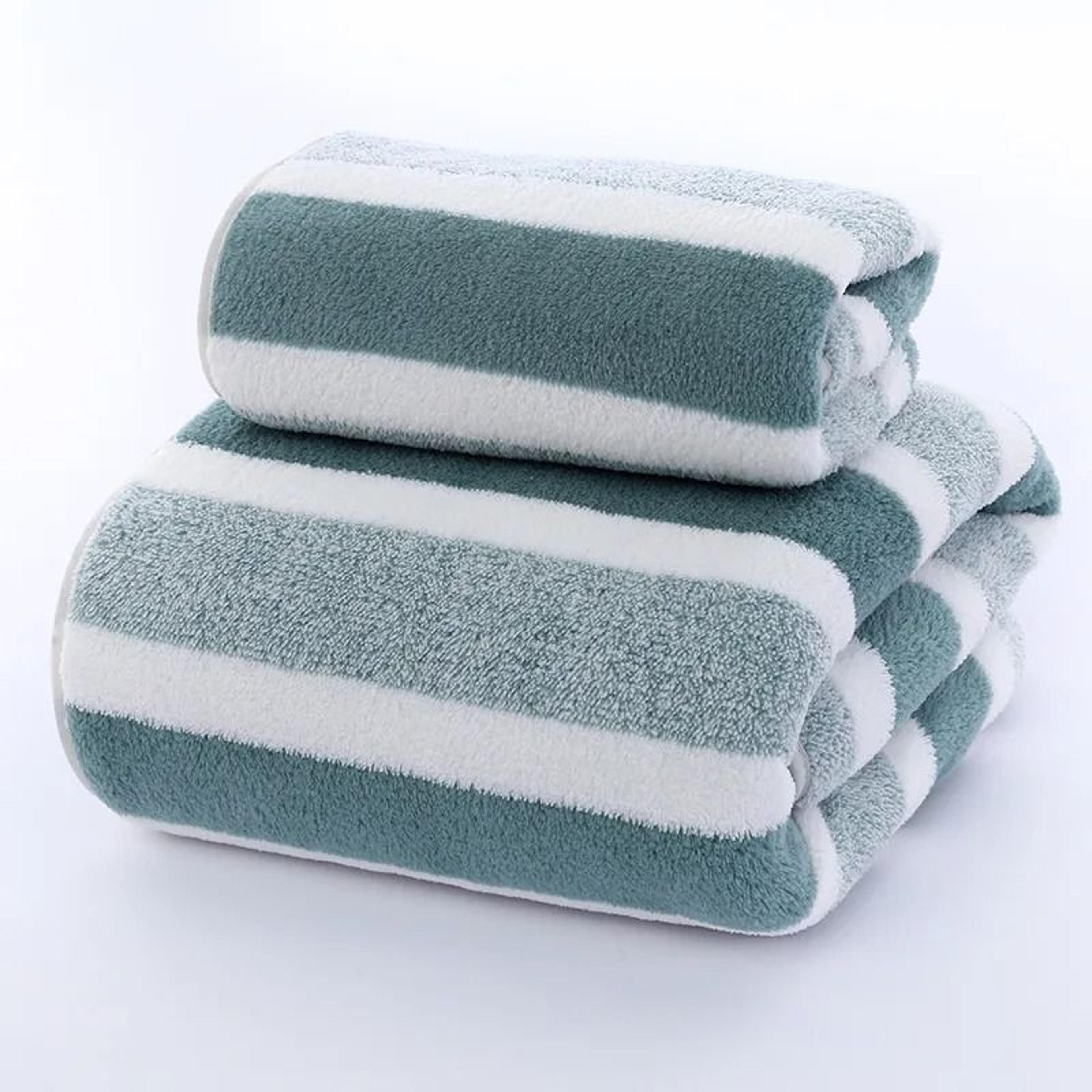 Striped Pattern Quick Dry Soft Towel Set For Bathroom And Face Care 7