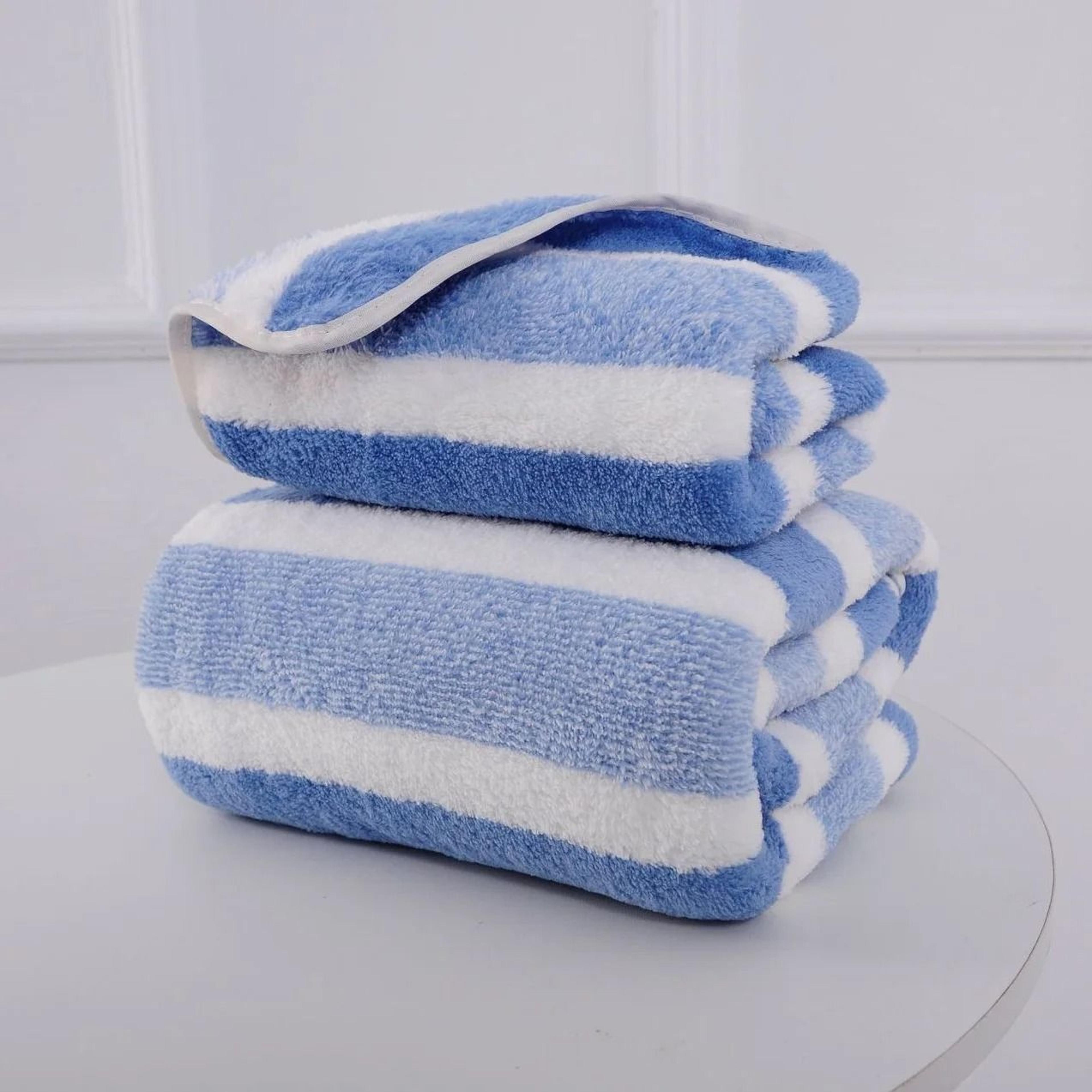 Striped Pattern Quick Dry Soft Towel Set For Bathroom And Face Care 8