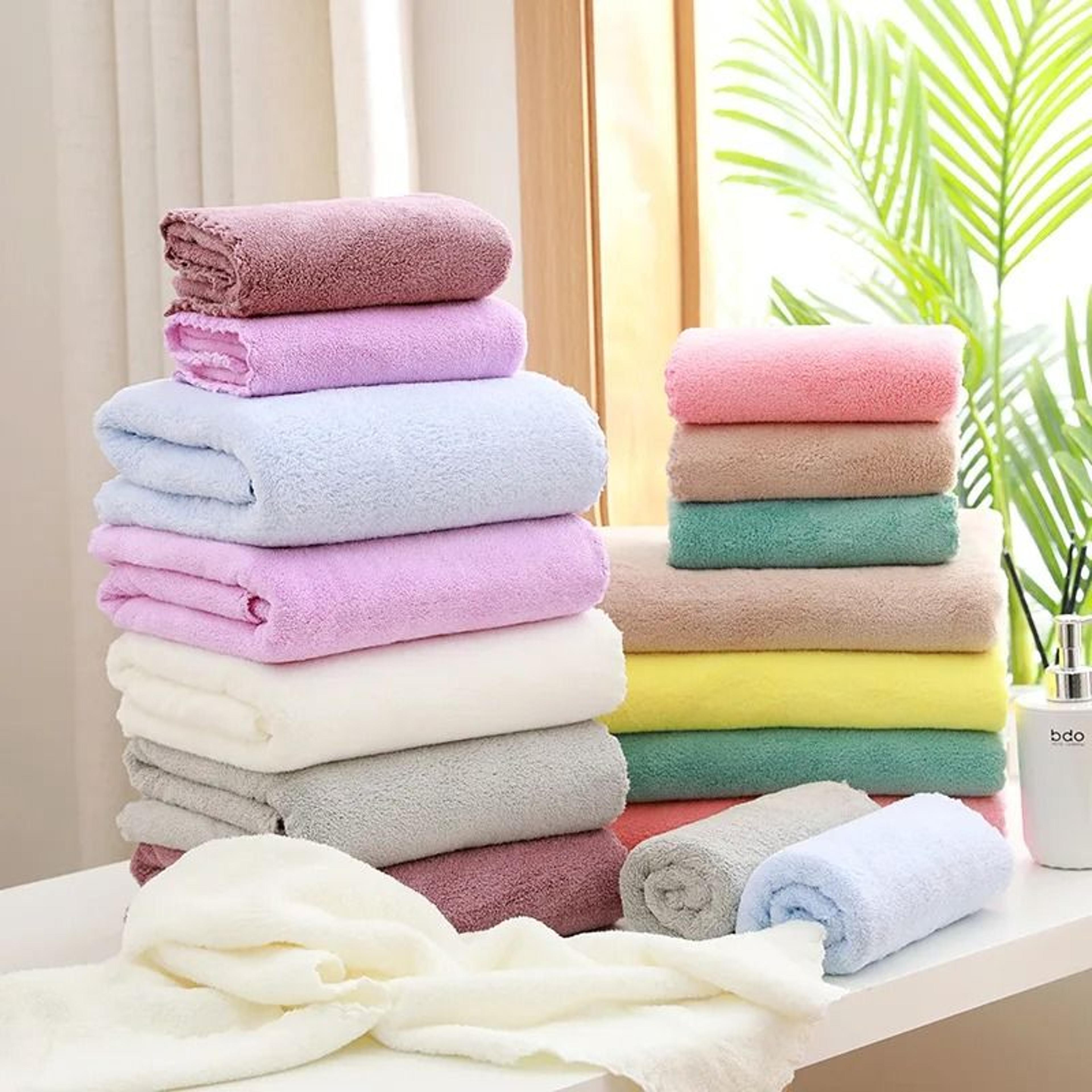 Coral Velvet Bath Towel Set 2 Pieces 70 X 140 Cm And 35 X 75 Cm 3