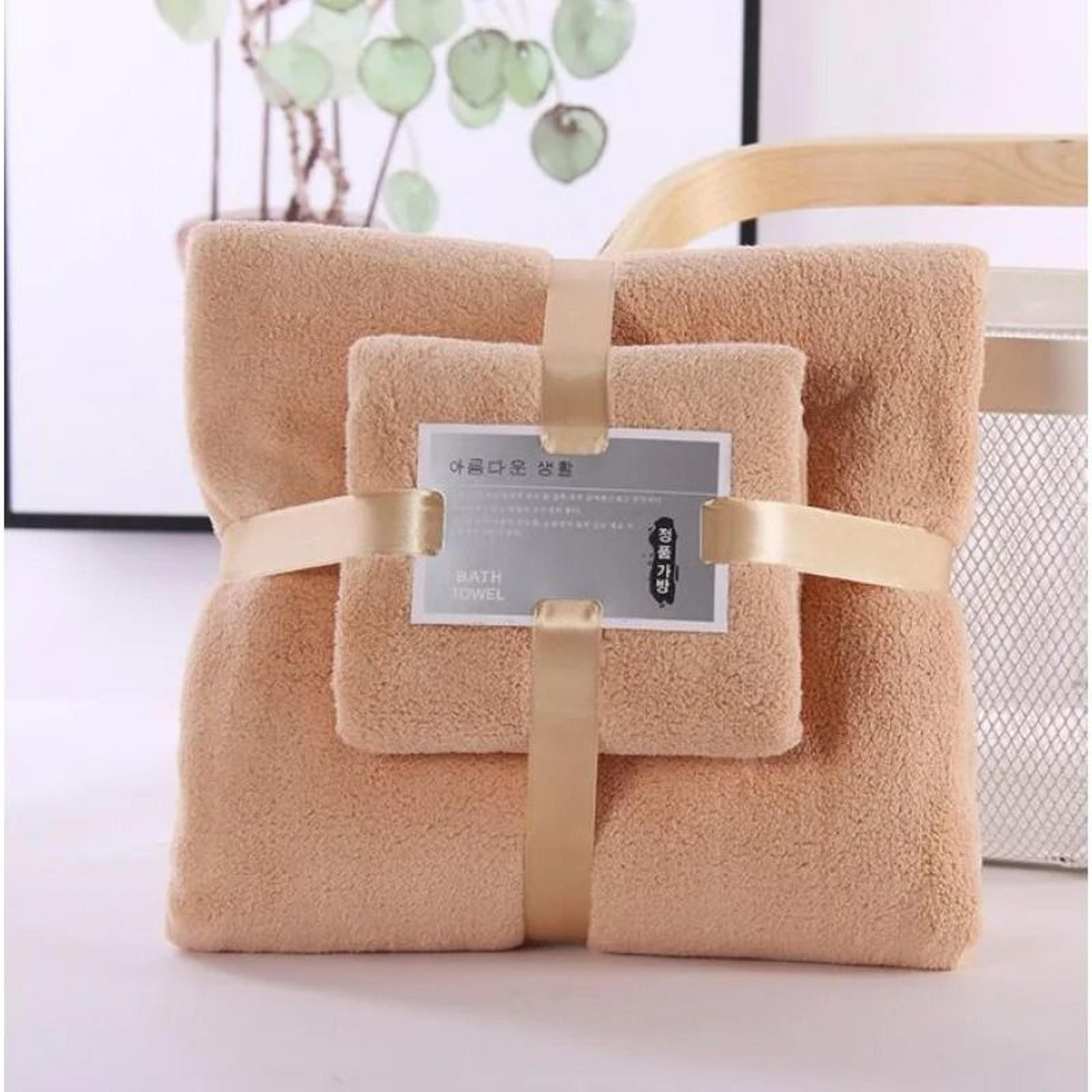 Coral Velvet Bath Towel Set 2 Pieces 70 X 140 Cm And 35 X 75 Cm 6