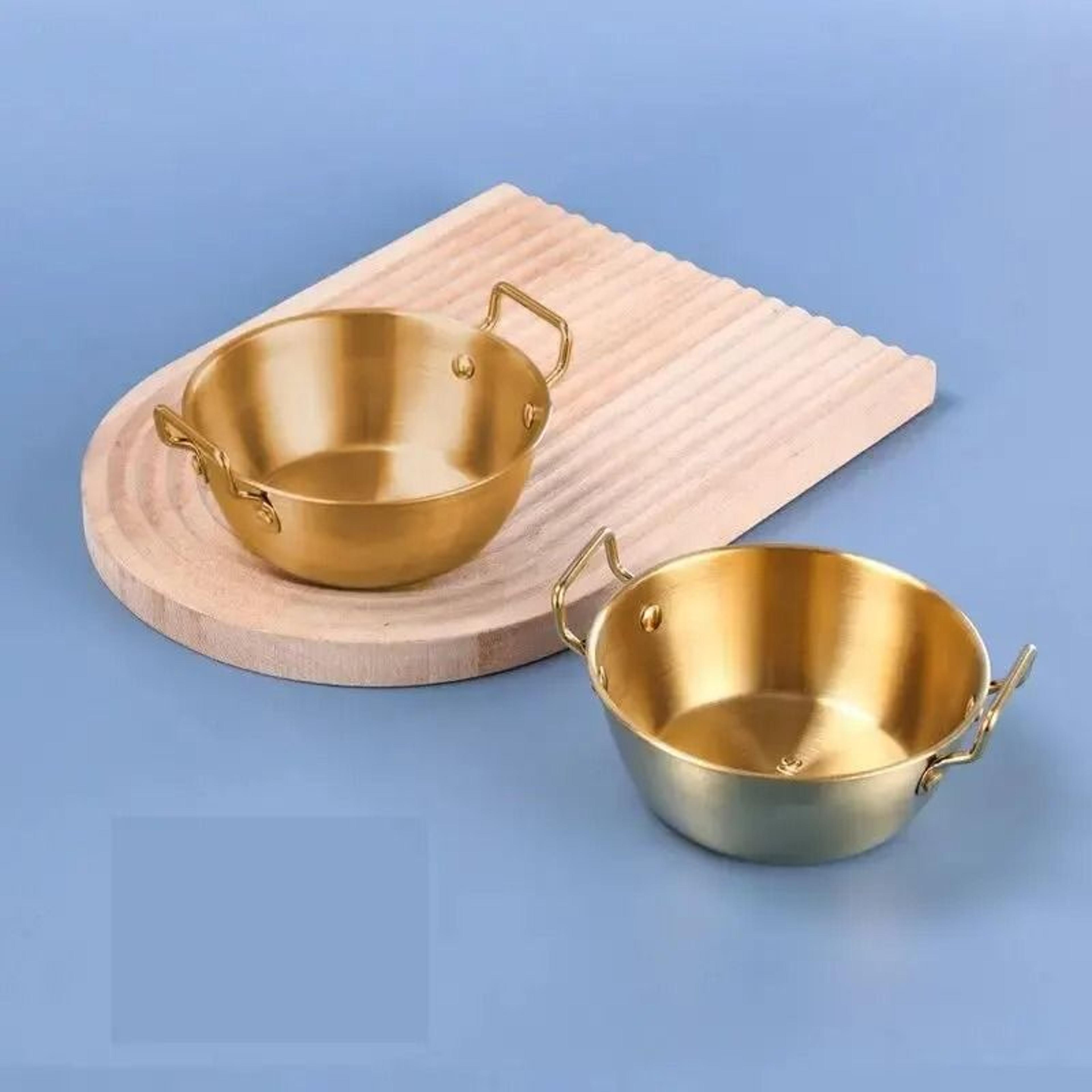 Stainless Steel Golden Instant Noodle Bowl With Handle 2