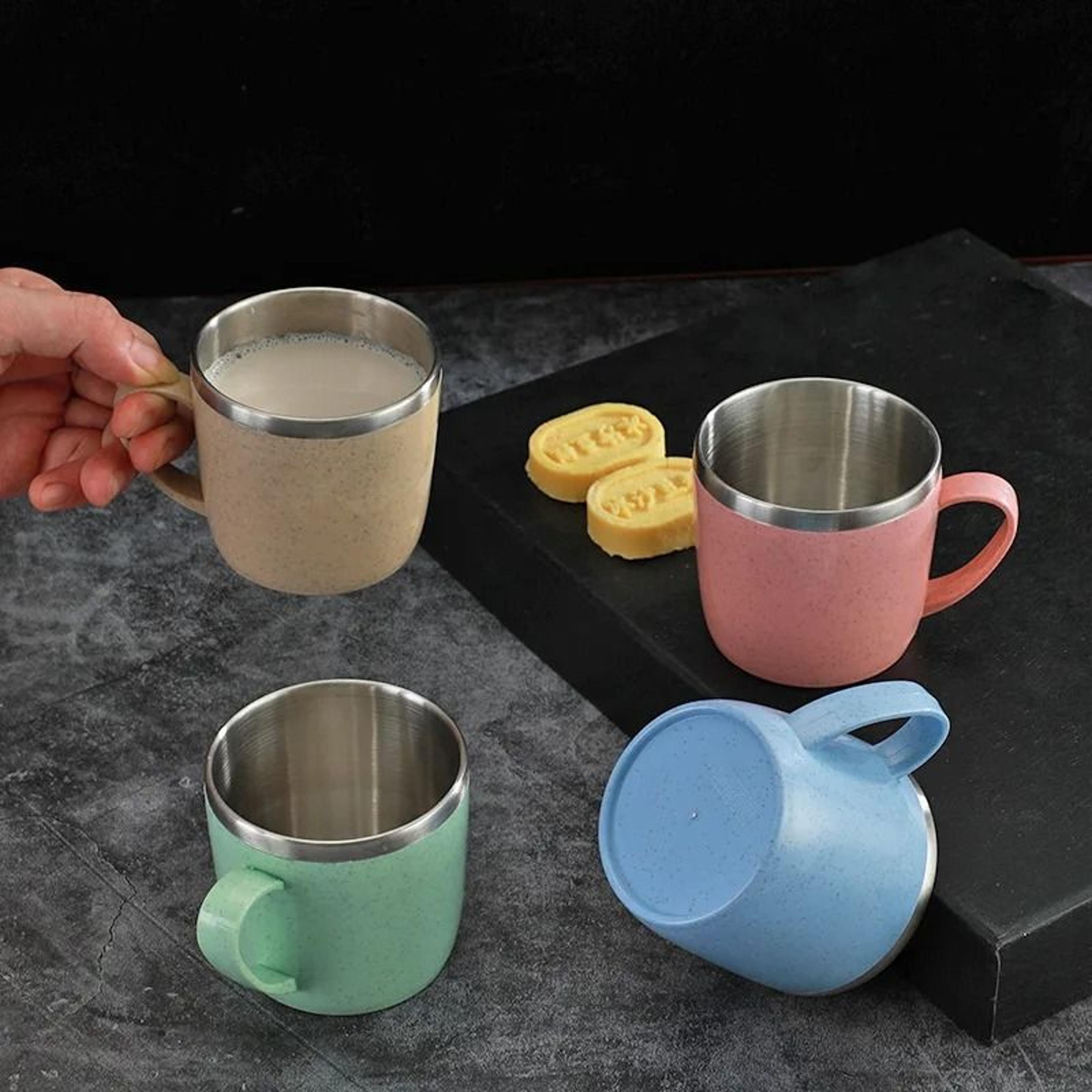 Double Layer Stainless Steel Coffee Mug With Plastic Handle For Home And Office 1