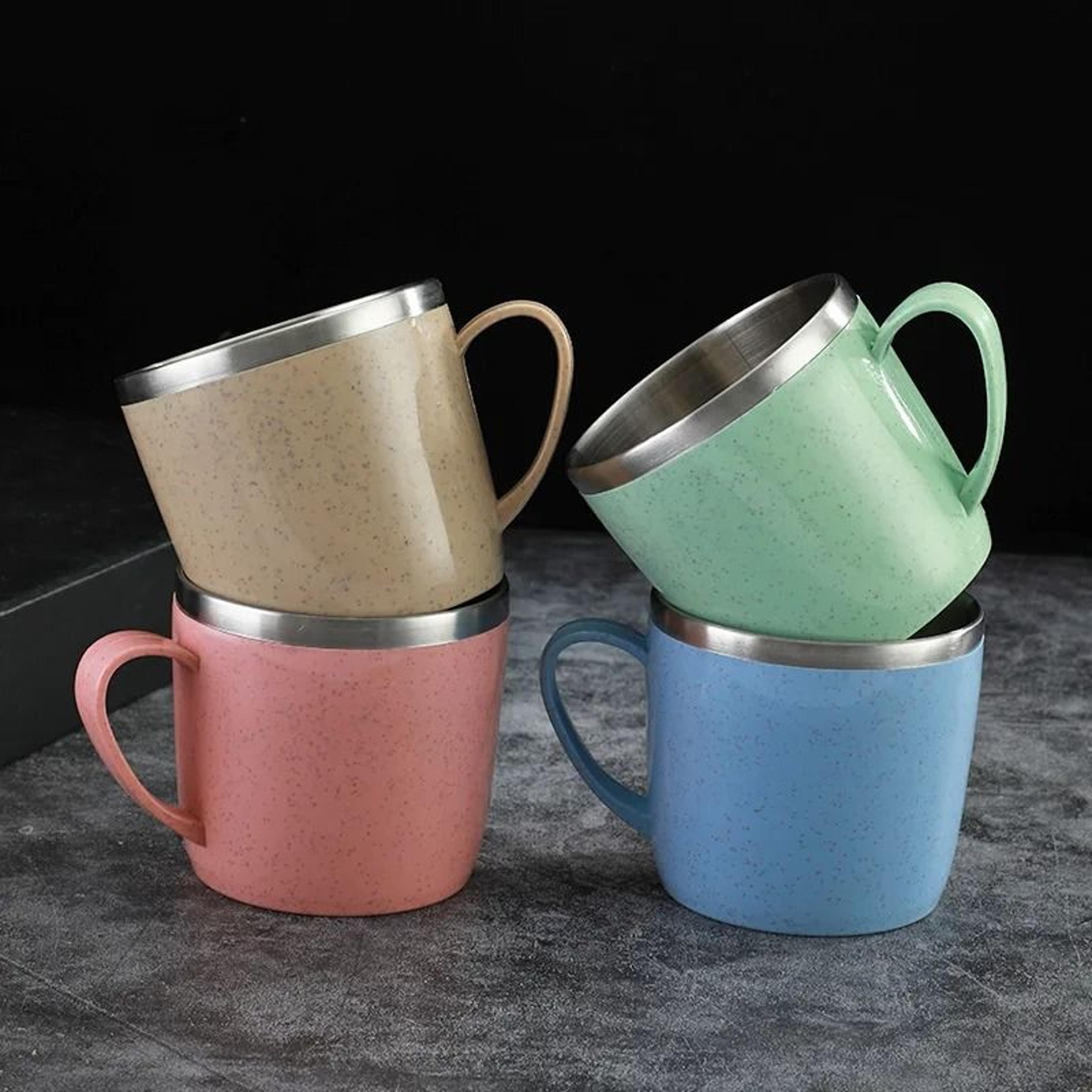 Double Layer Stainless Steel Coffee Mug With Plastic Handle For Home And Office 2