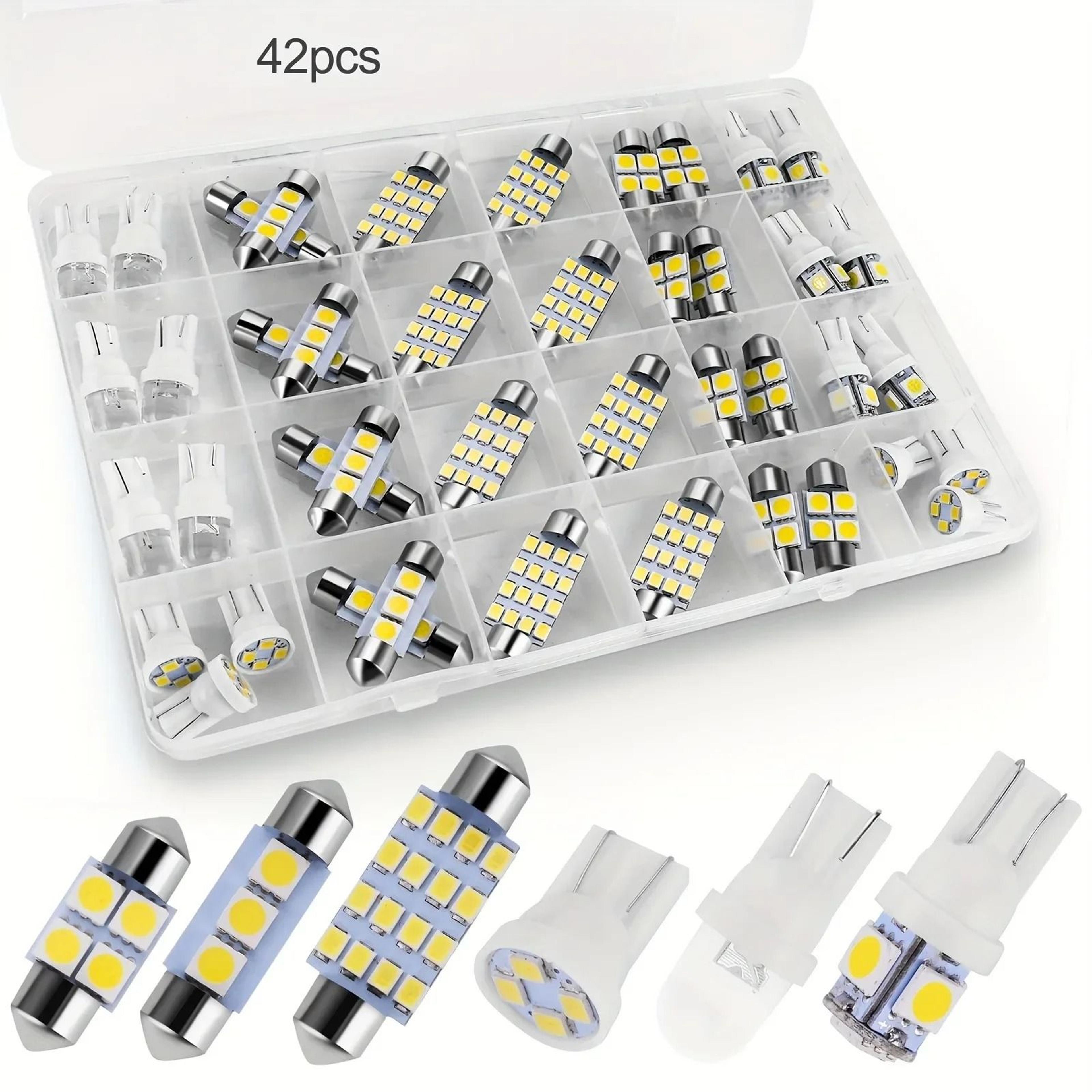 42pcs t10 5050 car led light bulb interior dome trunk license plate lamps kit white