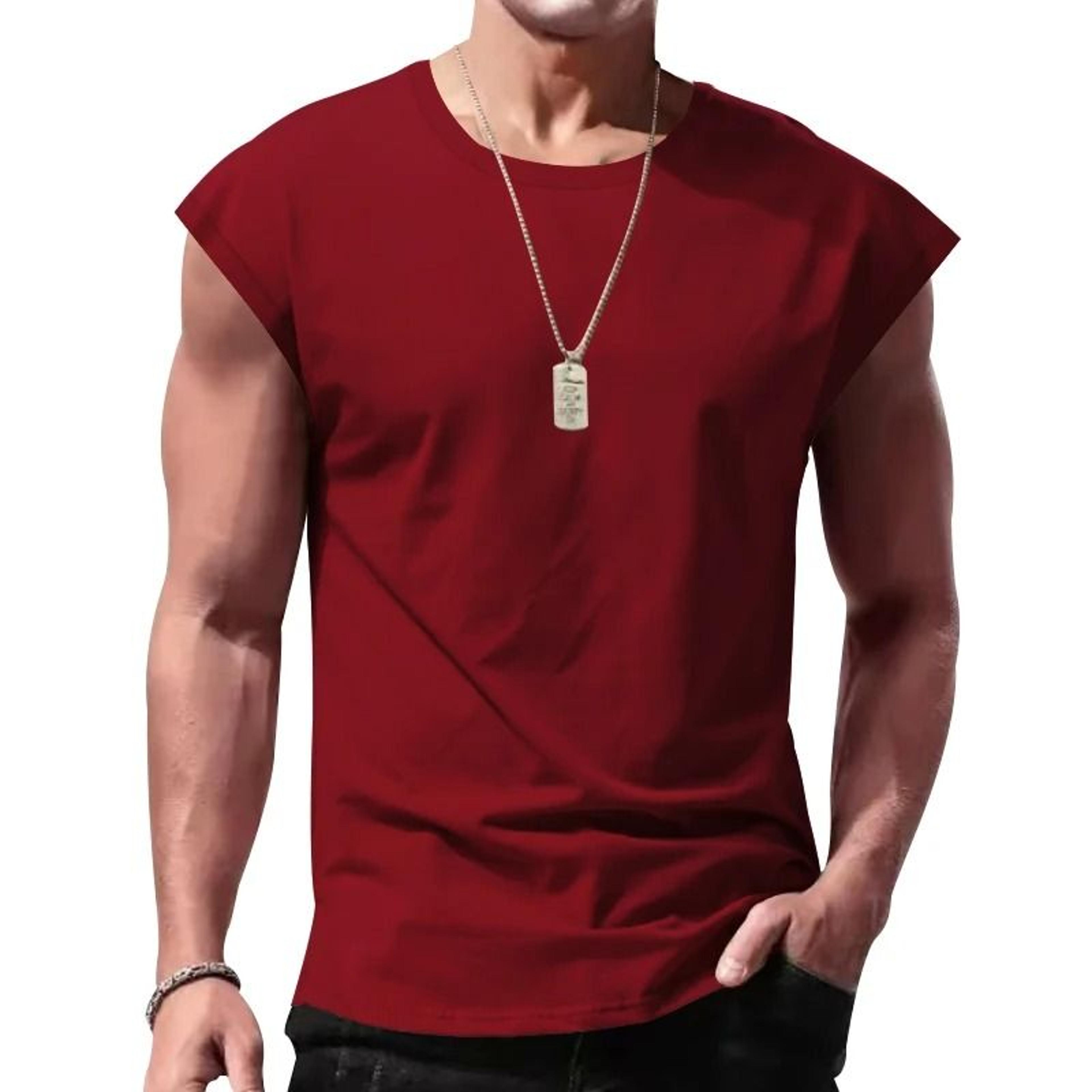 mens summer sleeveless loose fit sports t-shirt vest