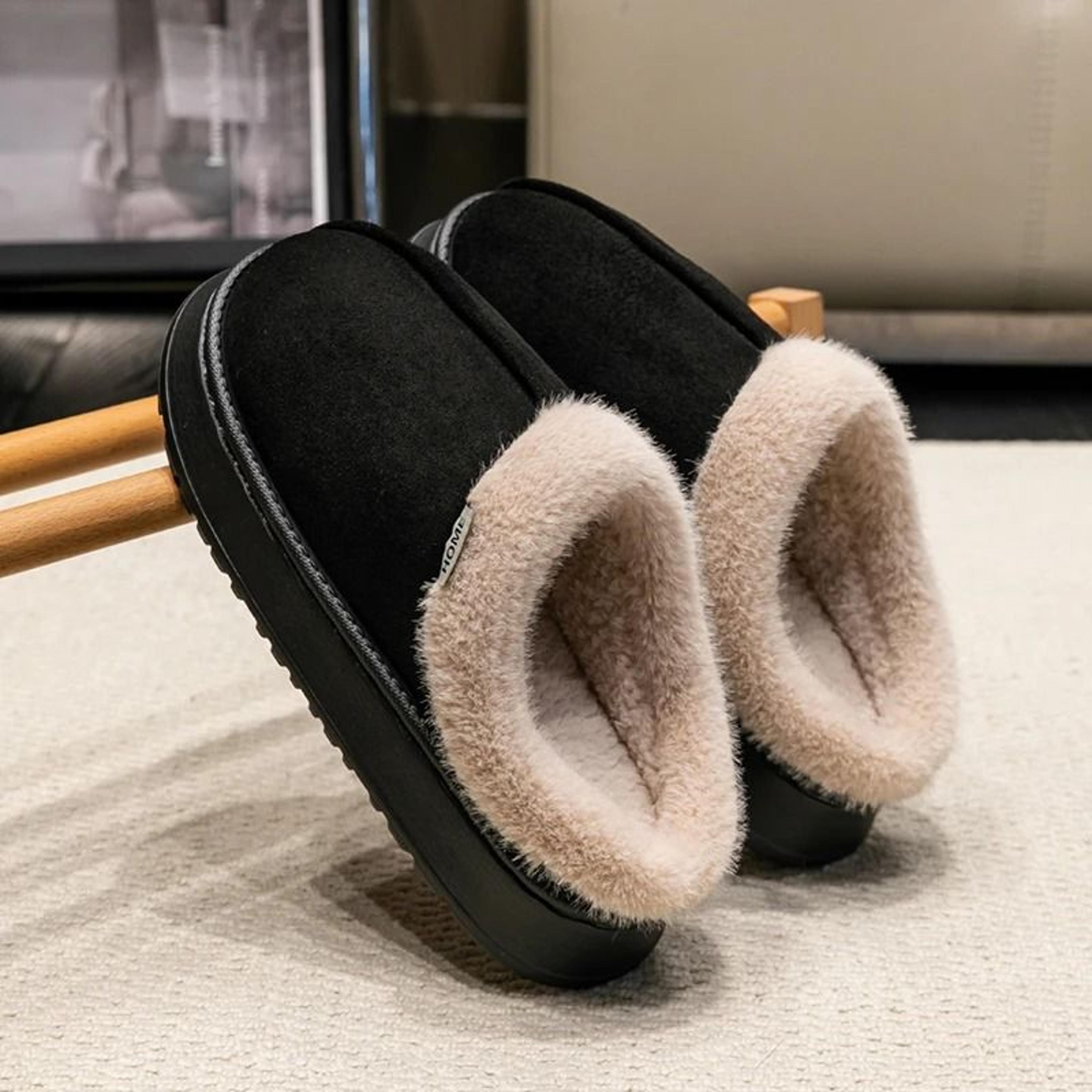 New Fluffy Mens Slippers Winter With Thick Sole For Indoor Anti Slip And Warmth At Home With Fur Li 8