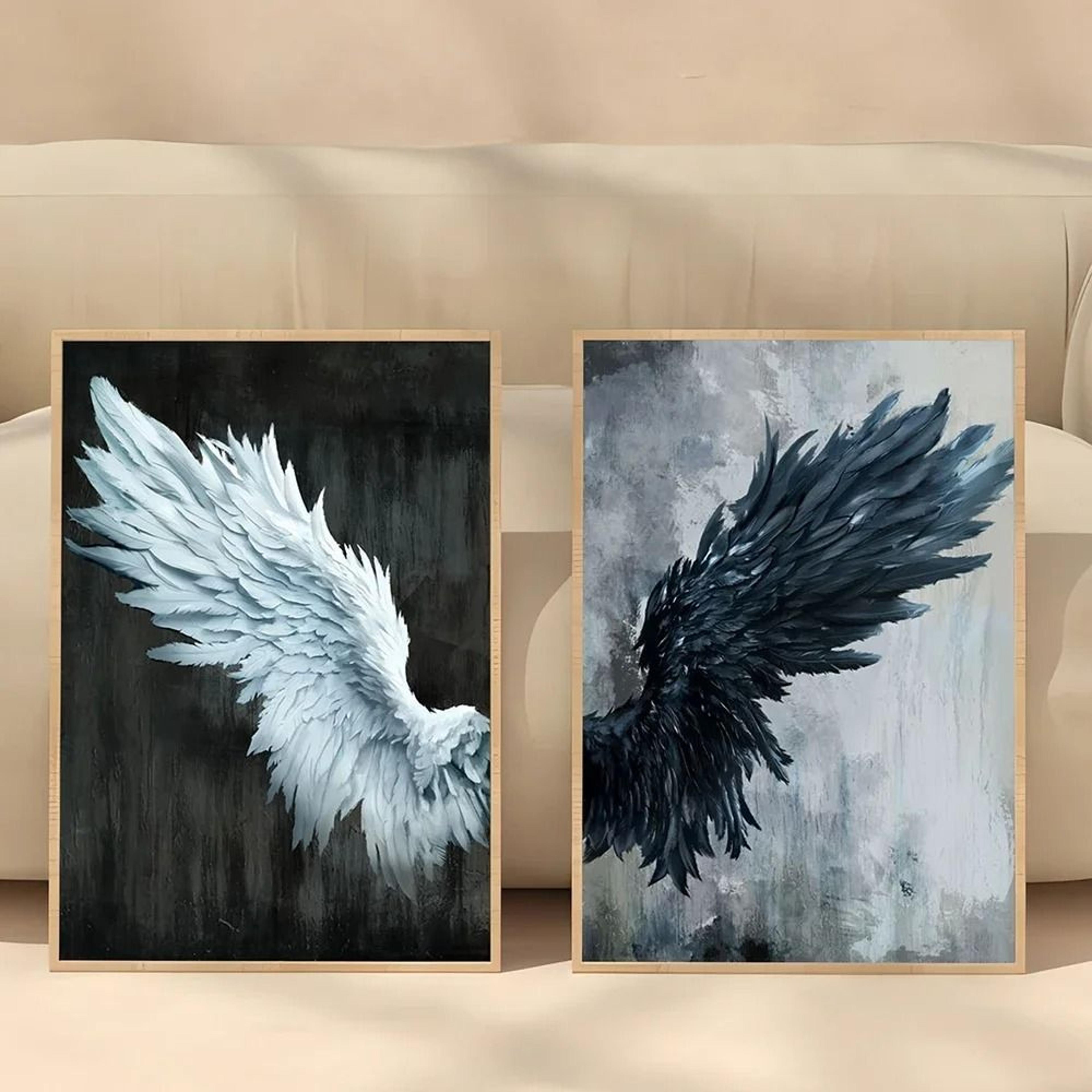 black white angel wings posters canvas abstract wall decoration