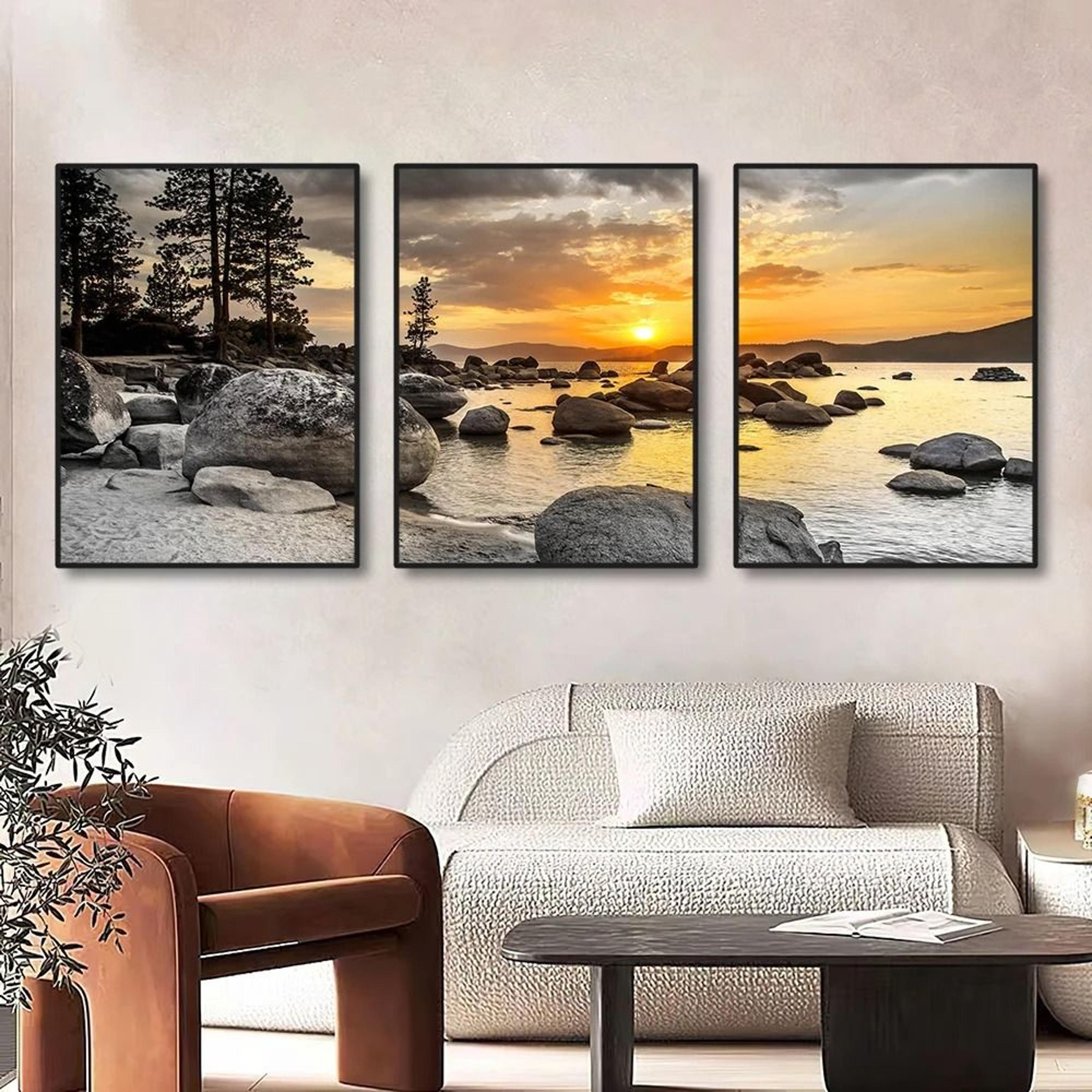 sunset sea beach natural landscape canvas wall art home decoration