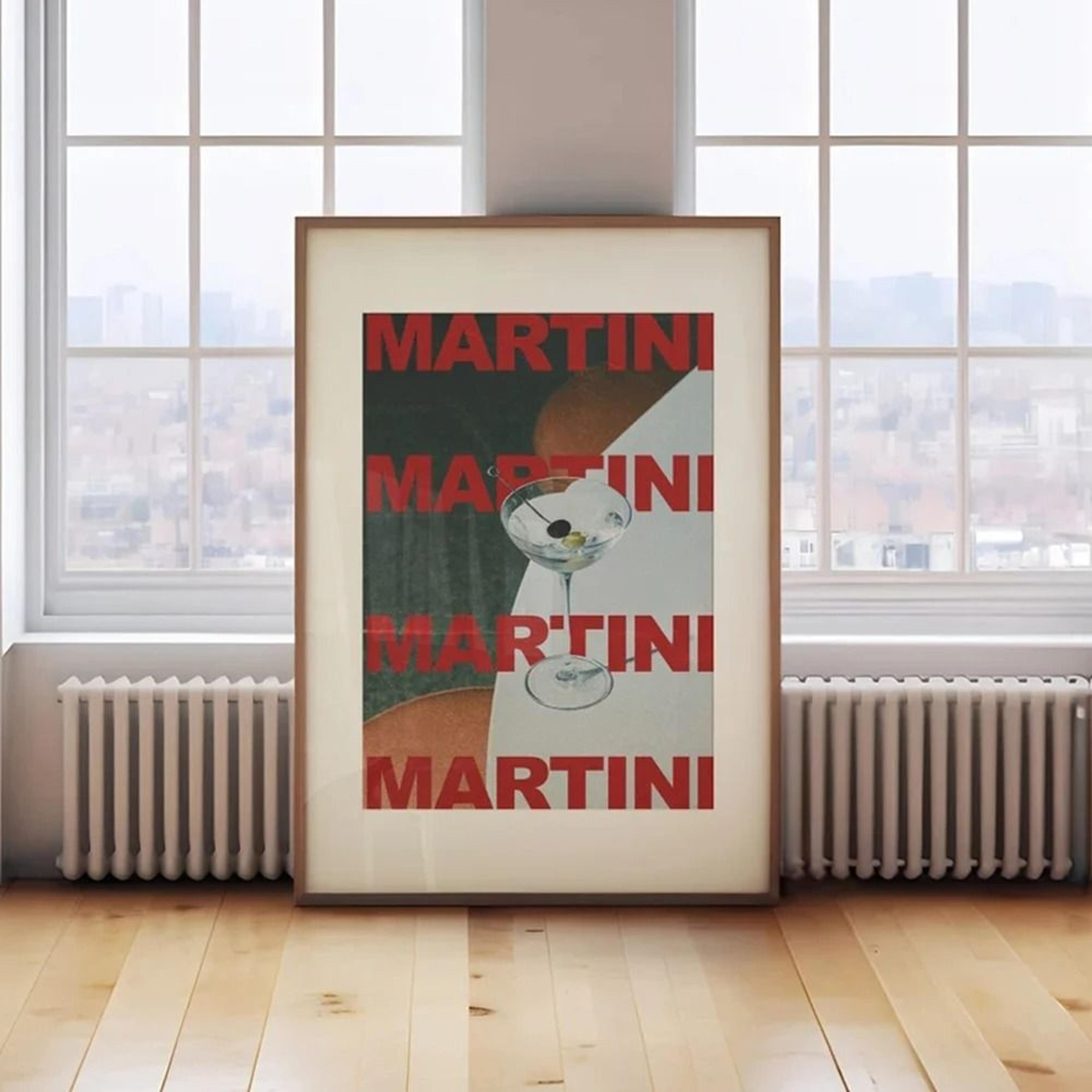 Modern Retro Martini Cocktail Canvas Wall Decoration 1
