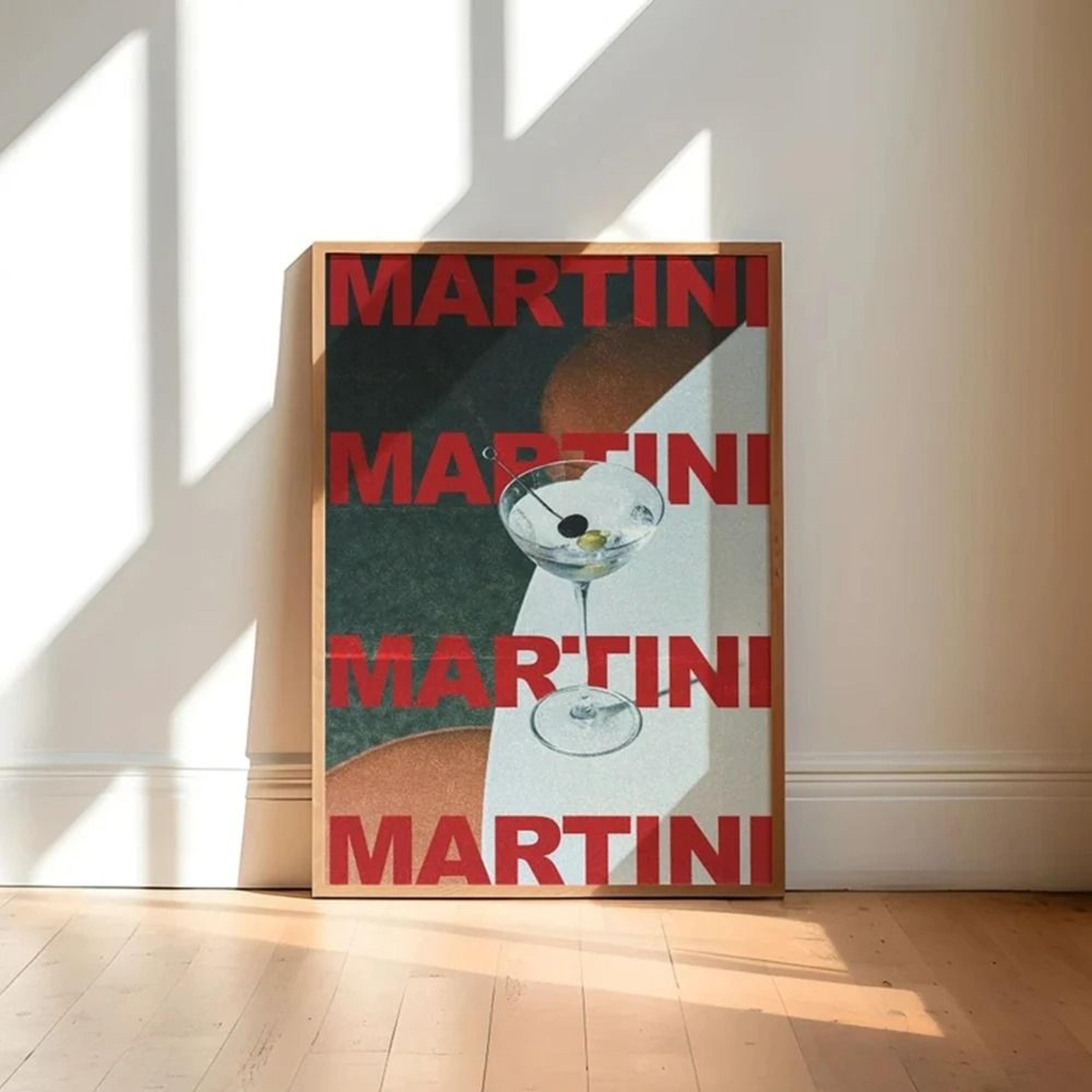 Modern Retro Martini Cocktail Canvas Wall Decoration 2
