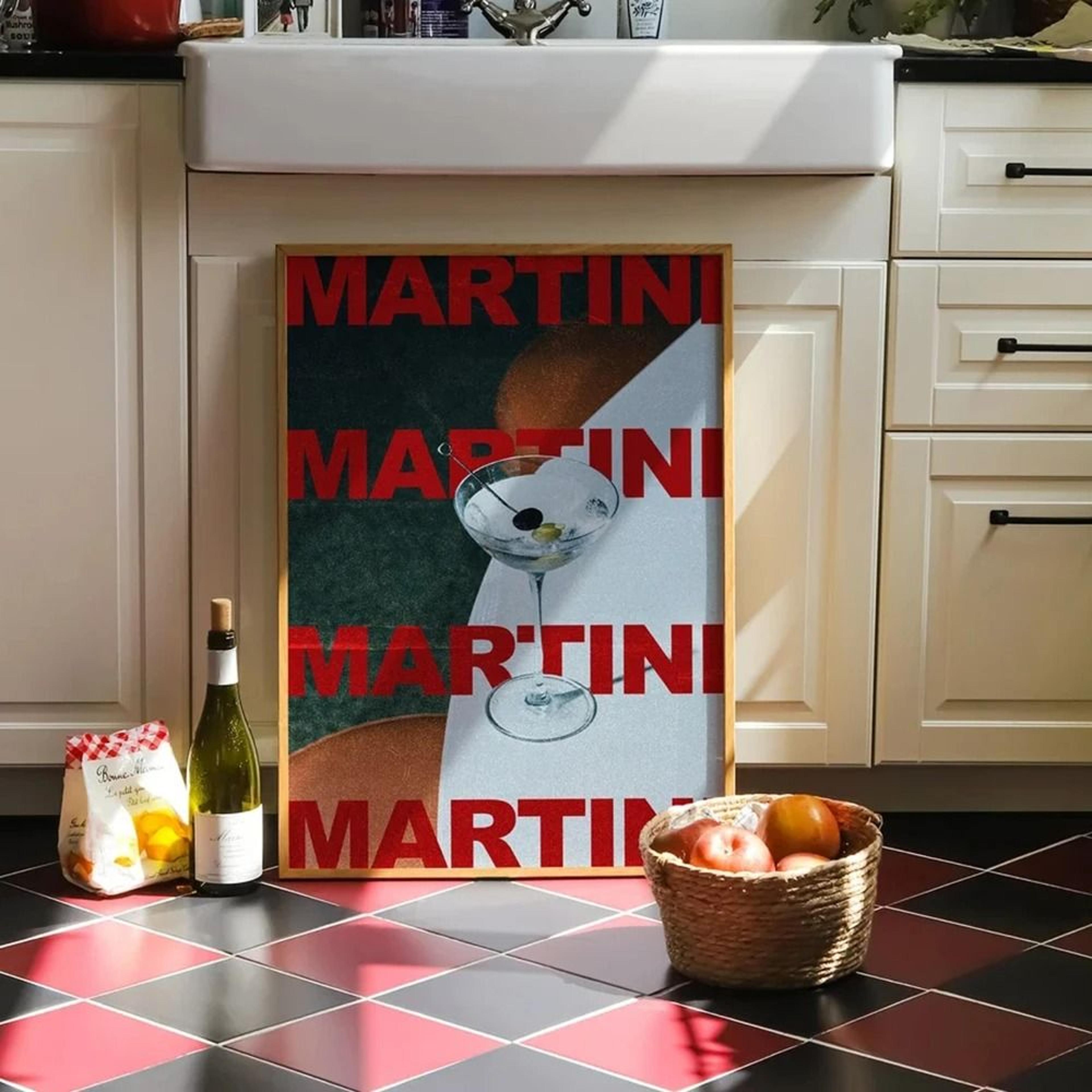 Modern Retro Martini Cocktail Canvas Wall Decoration 3