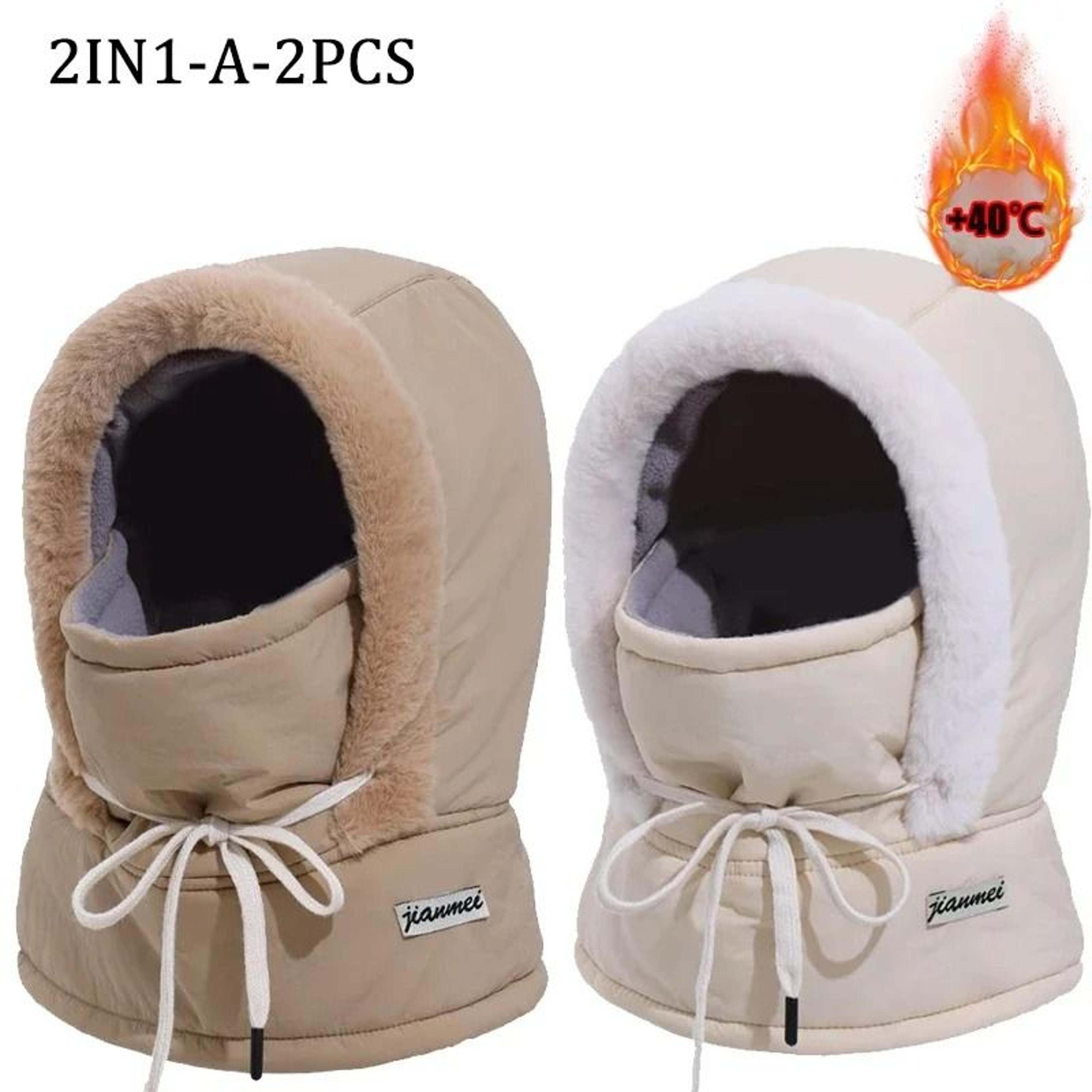 Cold Weather Thermal 3 In 1 Scarf Winter Windproof Hood Hat With Plush Neck Warmer 10