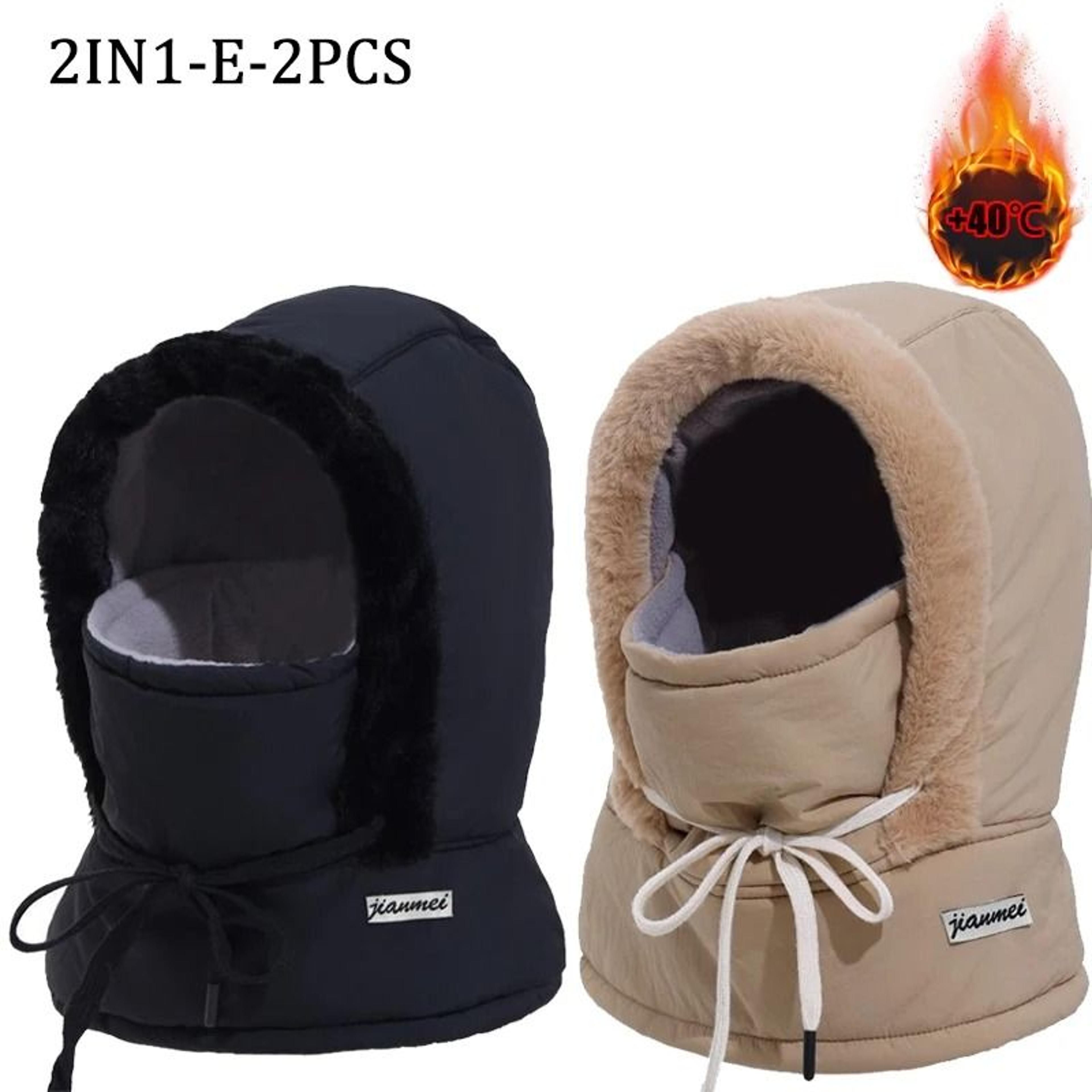 Cold Weather Thermal 3 In 1 Scarf Winter Windproof Hood Hat With Plush Neck Warmer 12