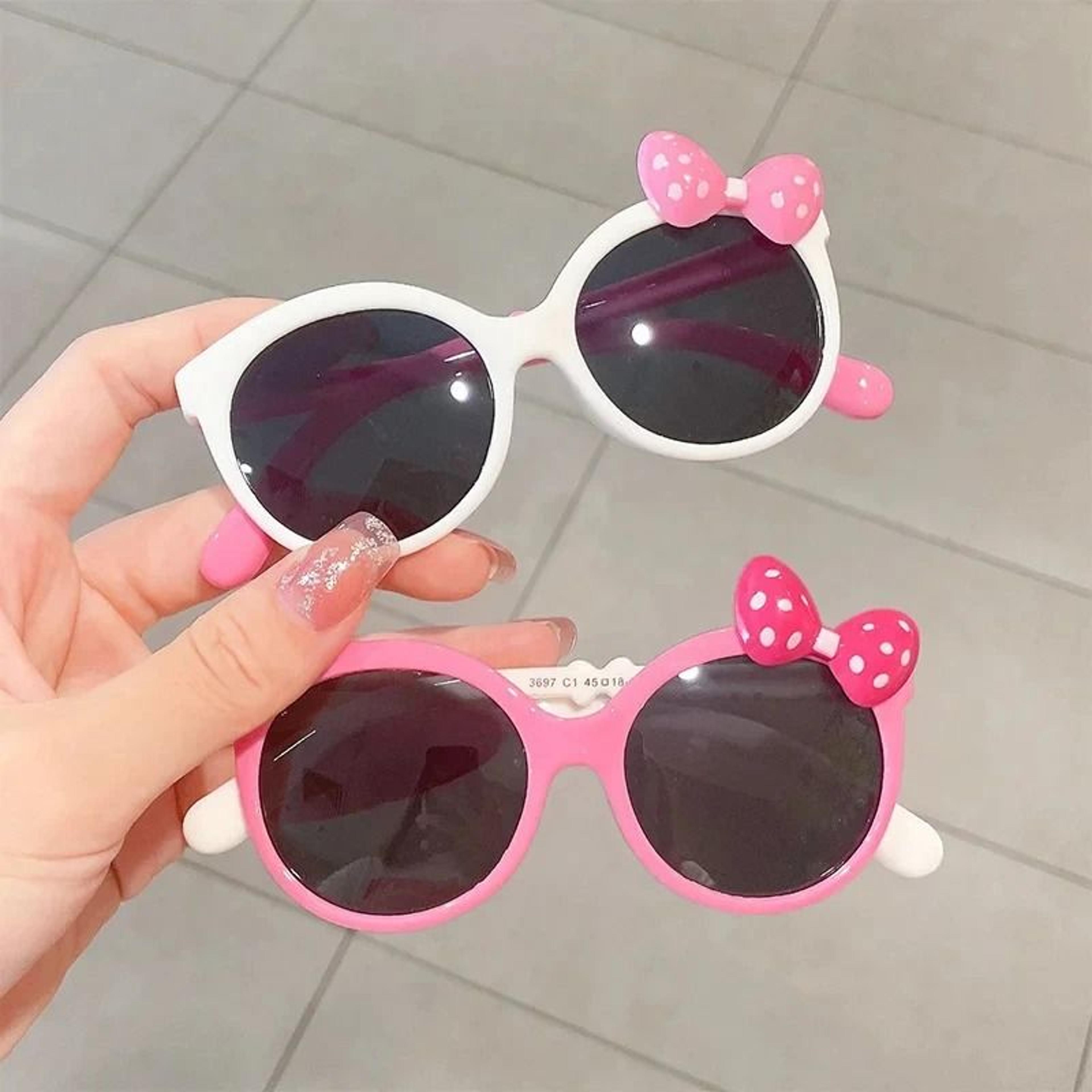 Kids Bow Decor Big Frame Sunglasses Outdoor Party Vacation Travel Glasses 3